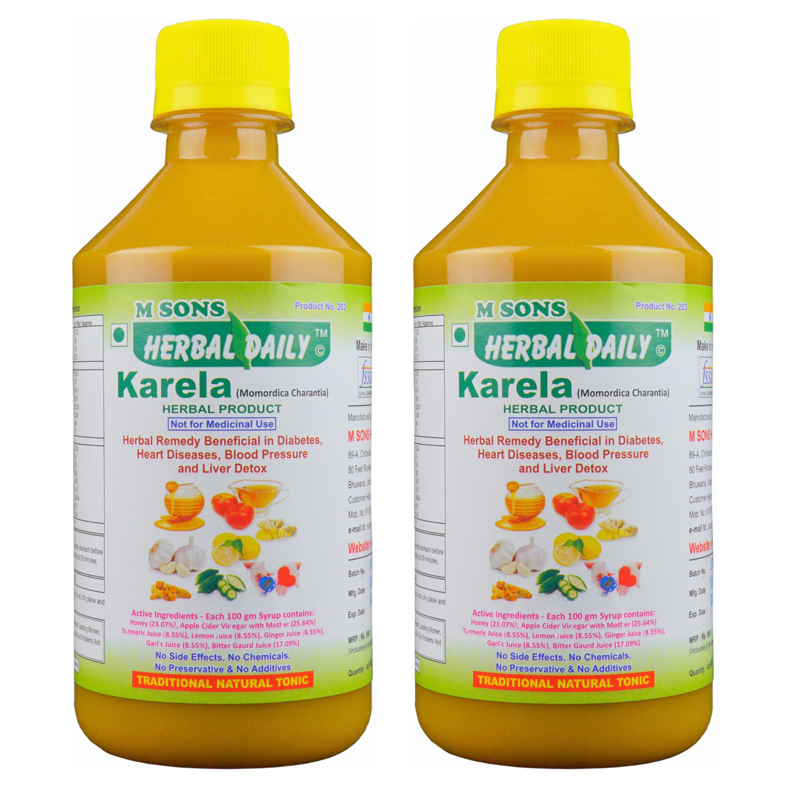 Karela Power Pack Syrup Liver Support Supplement with Bitter gourd Extract (400ml x 2)