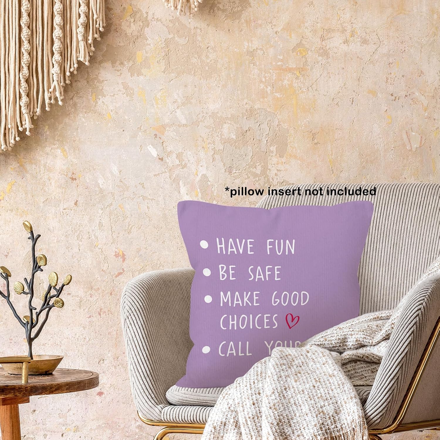 Purple Call Your Mom Dorm Throw Pillow Covers 20x20, Back to School Decor Pillow Cases Gifts for Classroom Teen Girl Dorm Room Bedroom, Freshman College Pillowcases for Couch Bed Sofa image 2