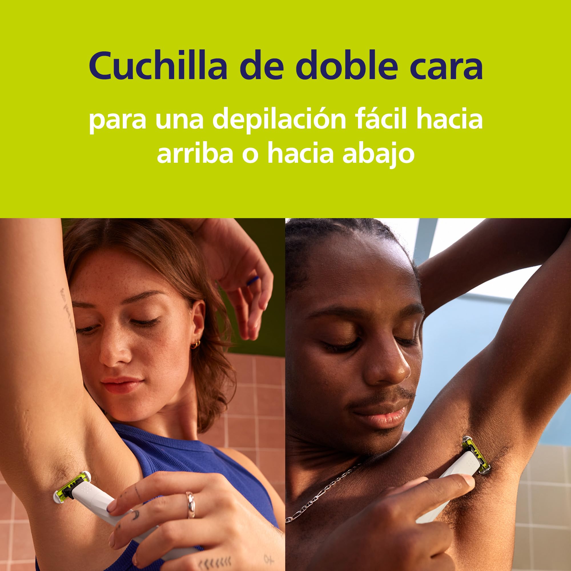 Philips OneBlade Skin Protect QP229/50 - Cuchilla de repuesto para afeitadora eléctrica OneBlade y recortadora, acero inoxidable duradero, recorte y afeitado con protección adicional de la piel, 2