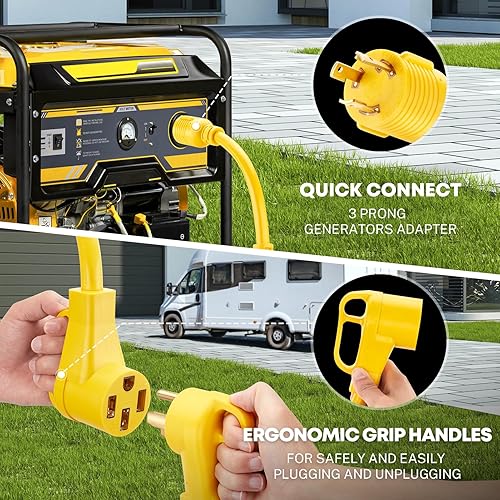 Miniatura 6 de Kohree NEMA L5-30P a 14-50R Cable adaptador de generador, 3 clavijas de 30 amperios con bloqueo giratorio a receptáculo de 50 amperios, STW 10 AWG