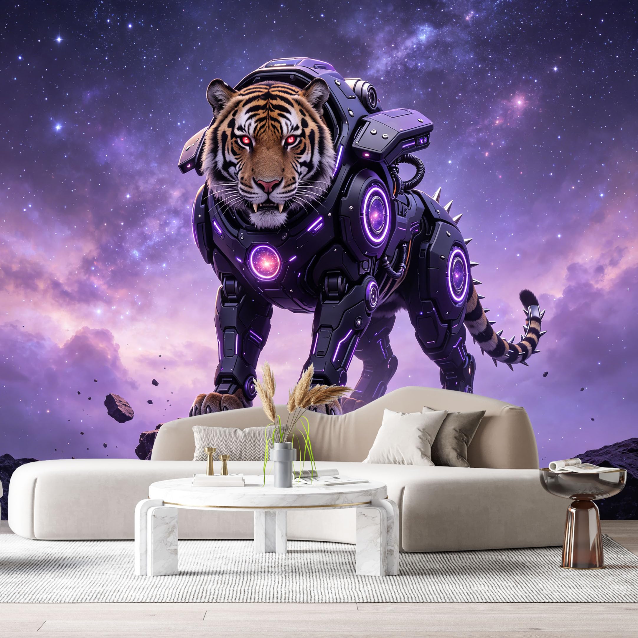 Custom Size Wall Mural Armored Tiger Mech Futuristic SciFi 3D SelfAdhesive Art Prints Removable Large Wallpaper Boy Bedroom Esports Room Game Room Tenant Room Studio