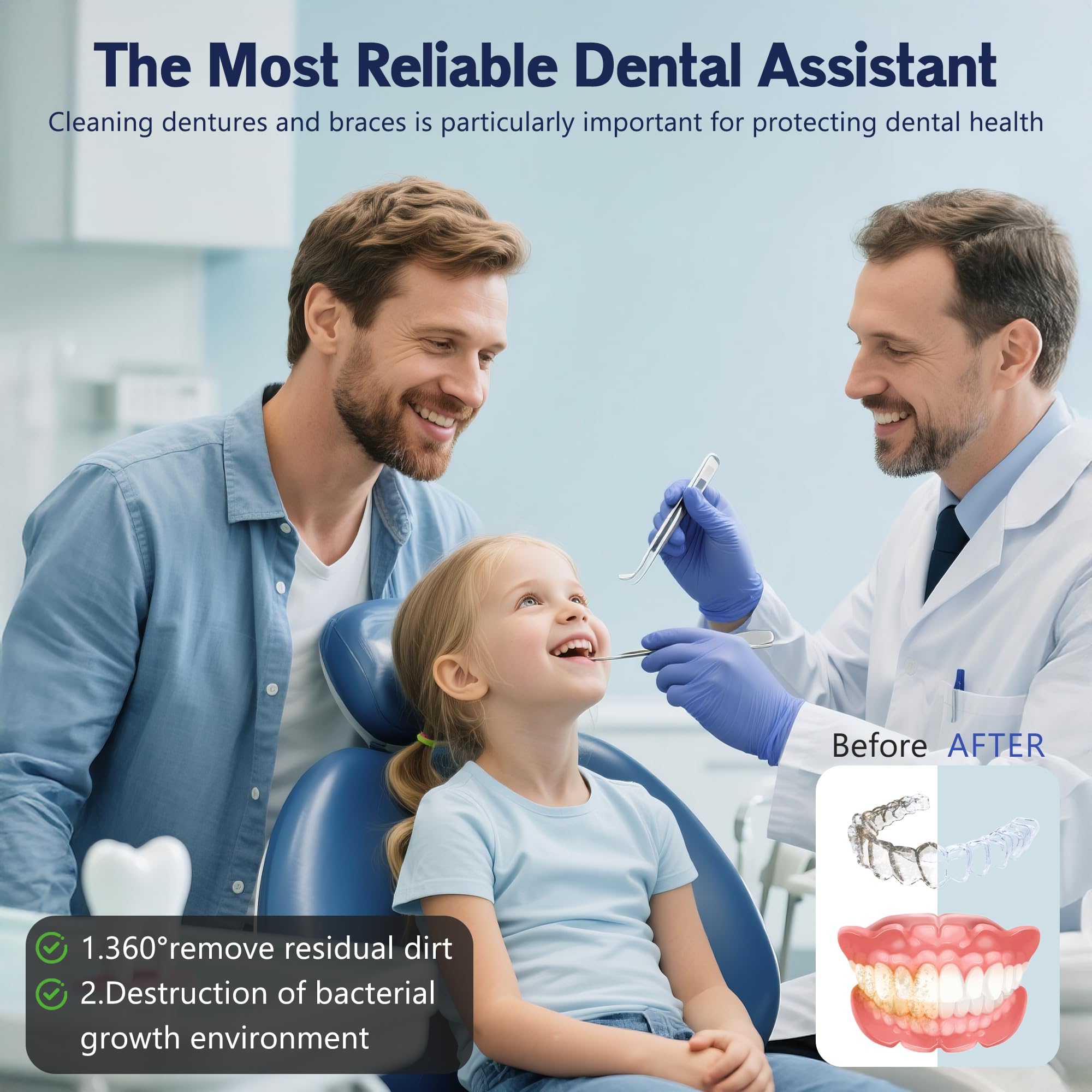 Macchina ultrasonica del pulitore del fermo per protesi, paradenti, parentesi graffe, testine dello spazzolino da denti, gioielli