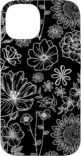 Miniatura 4 de iPhone XS Max - Funda con diseño floral de flores silvestres en blanco y negro