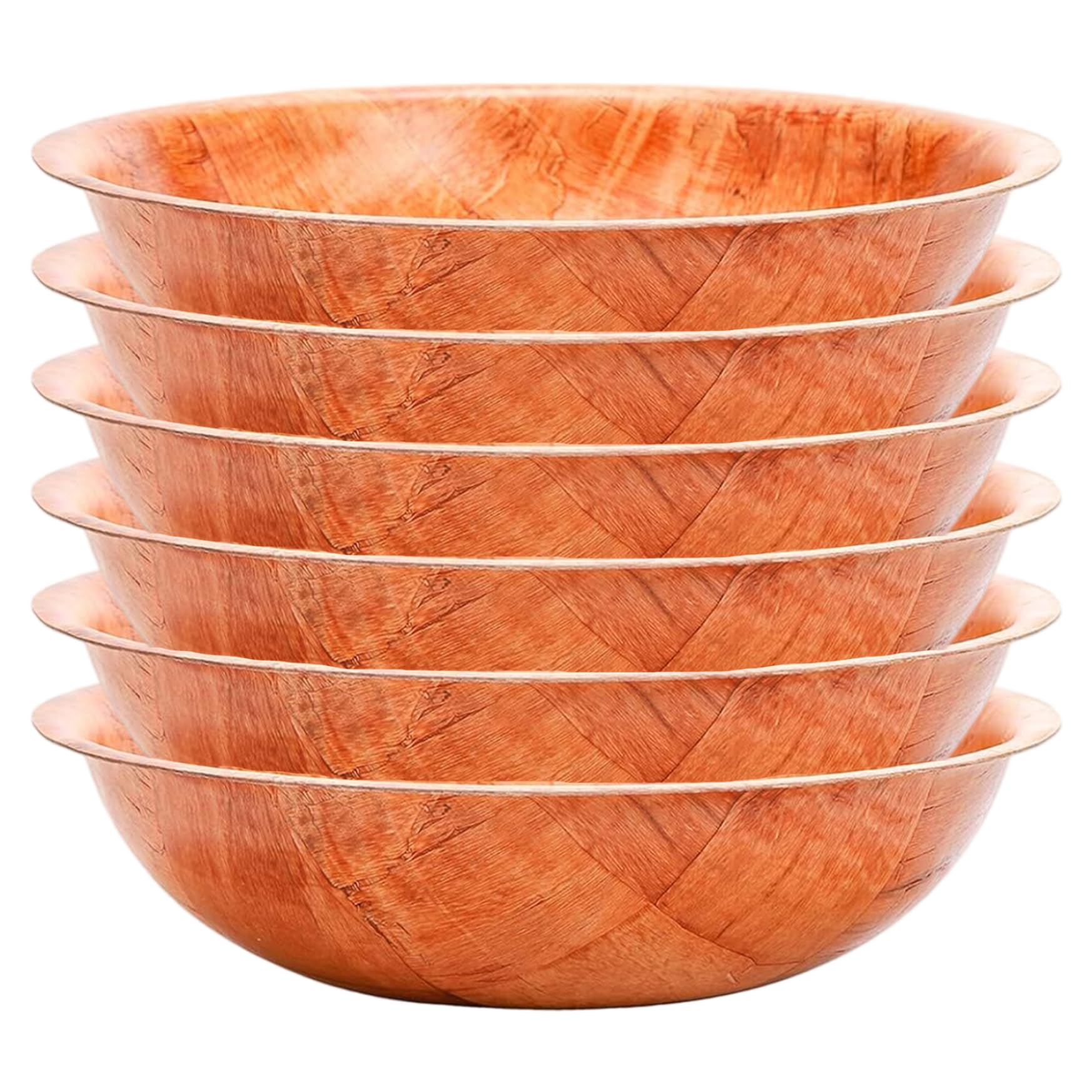 NIDONE Insalatiera in Legno da 6 Pezzi, Ciotole da Portata in Legno Naturale da 10 Pollici, Insalatiera Rotonda Impilabile per Frutta, Verdura e Servizio da Cucina, 25 cm