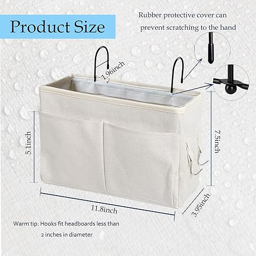 Miniatura 3 de Organizador de mesita de noche, bolsa de almacenamiento colgante de mesita de noche, organizador multifunción para literas, camas de hospital,