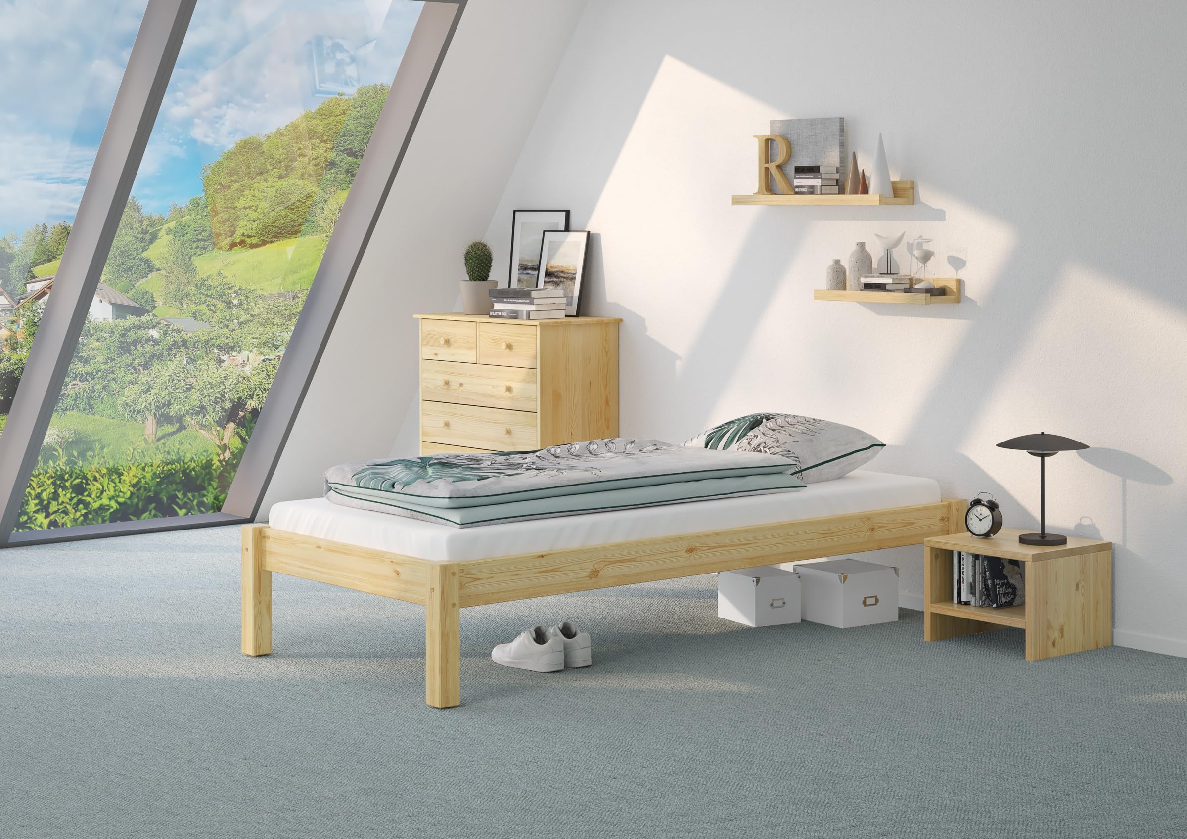 Erst-Holz Cadre de lit futon pin Massif 90x200, Design Moderne sans tête de lit, sans sommier 60.35-09oR