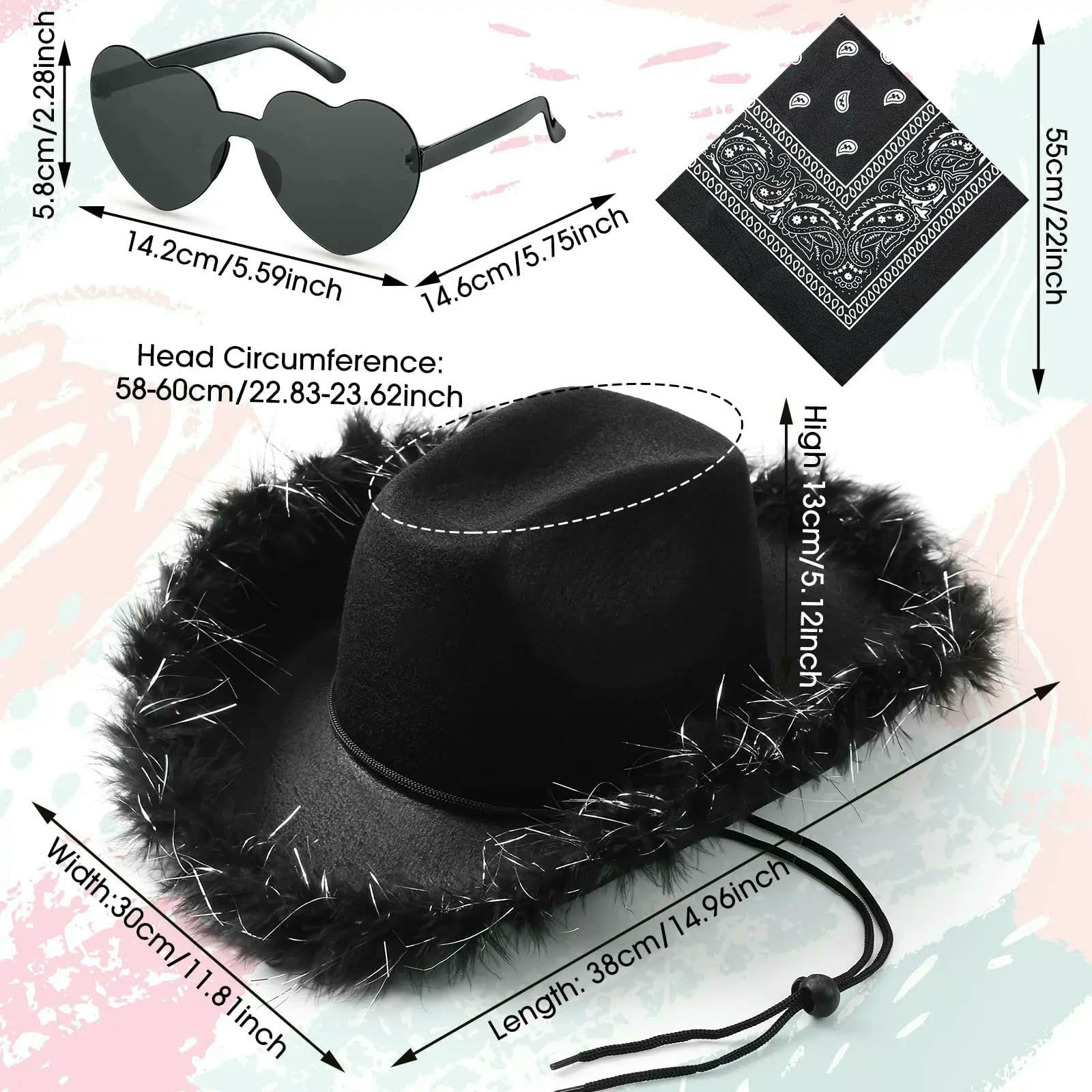 Sombrero de Pescador Gorra Sombreros Vaquero A Granel, Paquete 6 48 Unidades, ala Ancha, Plumas, Vaquera Occidental, Fiesta, Boda, Disfraz, Hombres Y Mujeres-Negro Un-24 Juegos