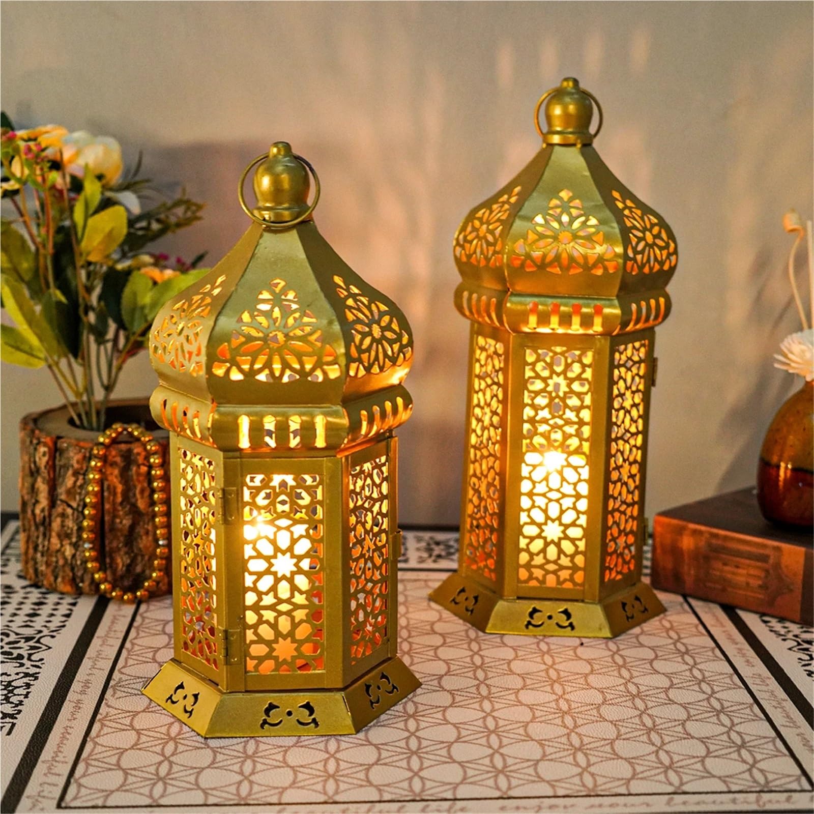 Lanterne a Candela Decorative 1 portavelas de Metal con Forma Farol, Elegante Hierro Forjado for el hogar, Ideal for Manualidades Mesa(L)