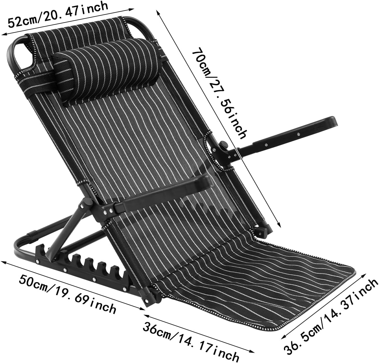 7-Position Lifting Back Rest Support with Headrest Pillow, Adjustable Bed Backrest Large Size Bed Chair, 220Lbs Multifunction Portable Backrest Support, Folding Wedge for Reading, Resting, Elderly