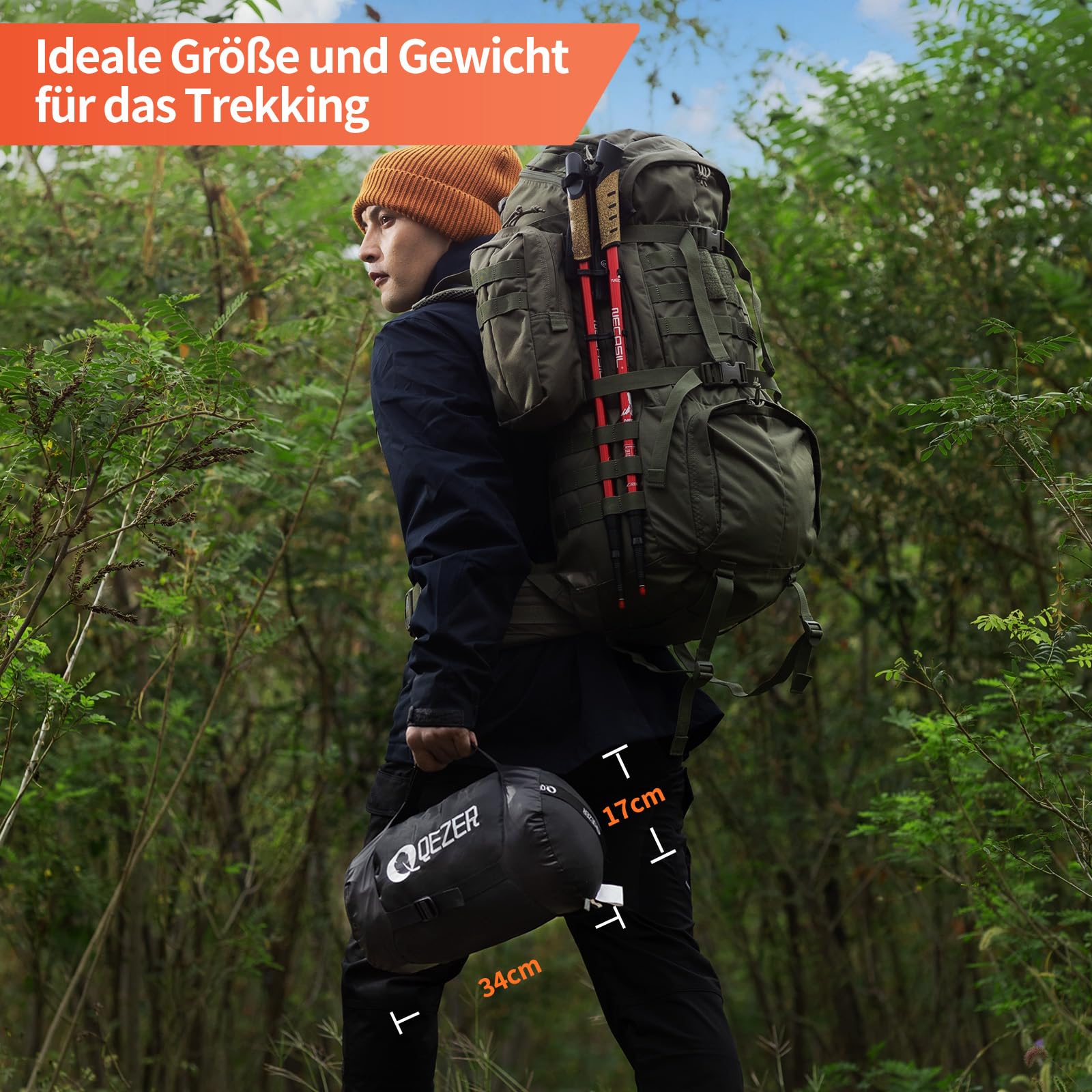 Daunenschlafsack,schlafsack kleines packmaß , 600FP+ Premium-Daunen, 12°C bis -24°C, leicht und warm für 3-4 Jahreszeiten, Camping, Wandern und Outdoor-Trekking