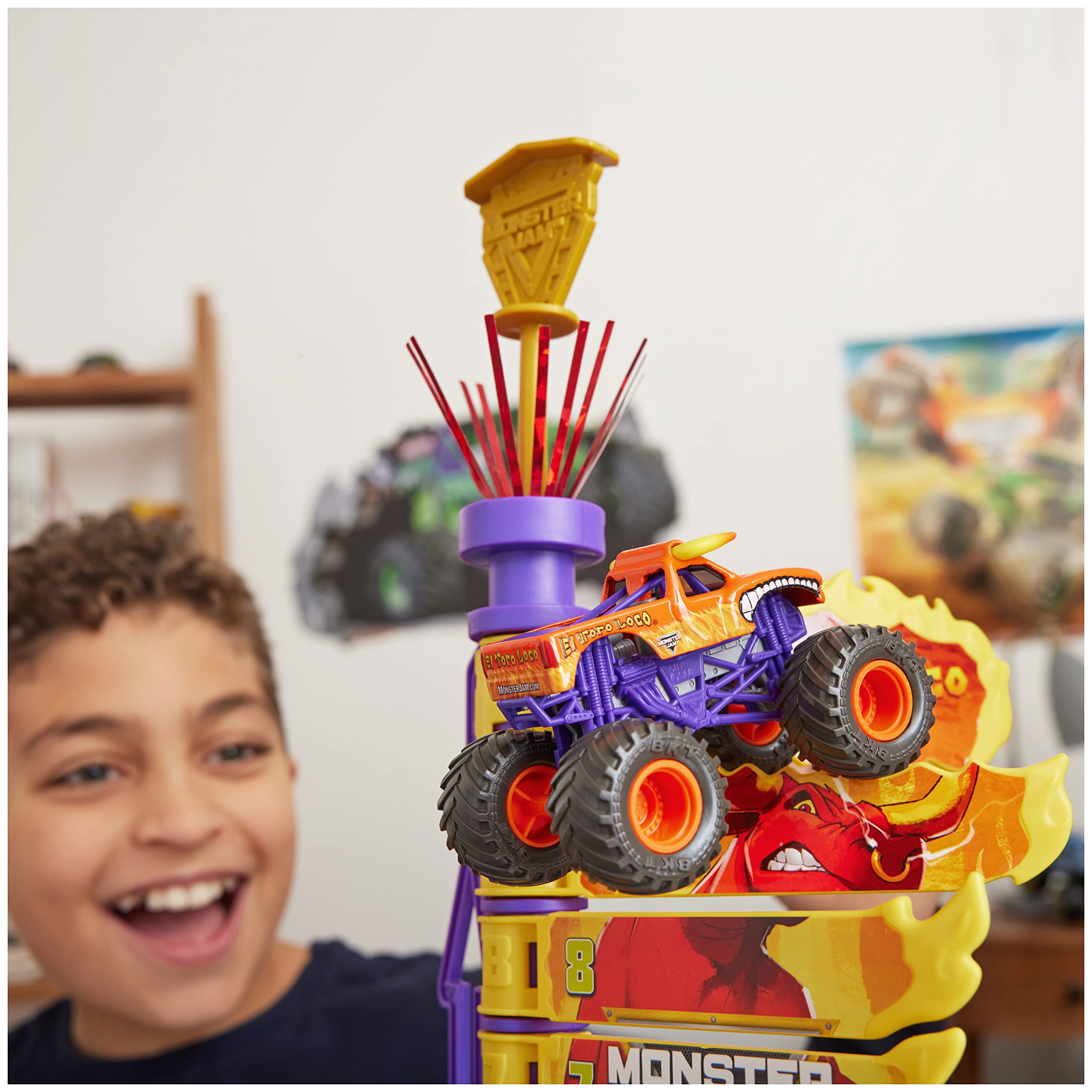 Monster Jam El Toro Loco Big Air Challenge Playset with Exclusive Monster Truck, Over 20-Inch Tall, 1:64 Scale, Kids Toys for Boys Ages 3 and up