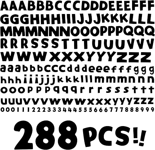 Juego combinado de 288 piezas del alfabeto, tablón de anuncios que incluye 78 letras mayúsculas, 78 letras minúsculas, 132 números 0-9 y puntuación,