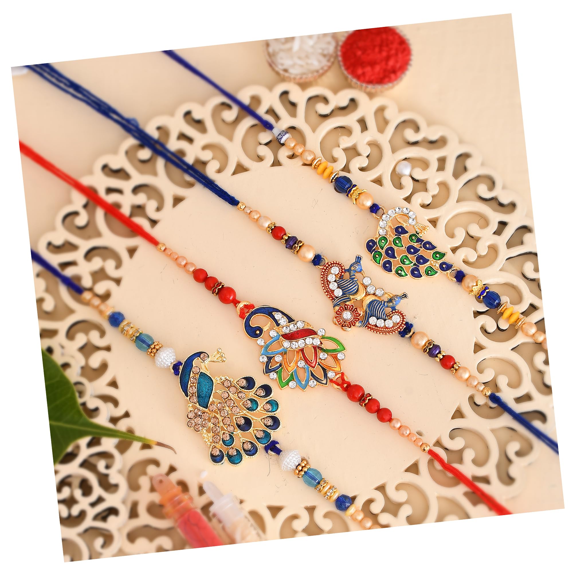 Pride Store Unisex Adult Rakhi Sets Rakhi For Brother Sister | Set Of 4 Multicolor Peacock Rakhis With Tilak Pack Rakshabandhan Greeting Card | Rakhi For Bro, Sister, Anuj, Bhaiya, Bhrata, Vahini (B0D92DYVRV) Amazon Price History, Amazon Price Tracker