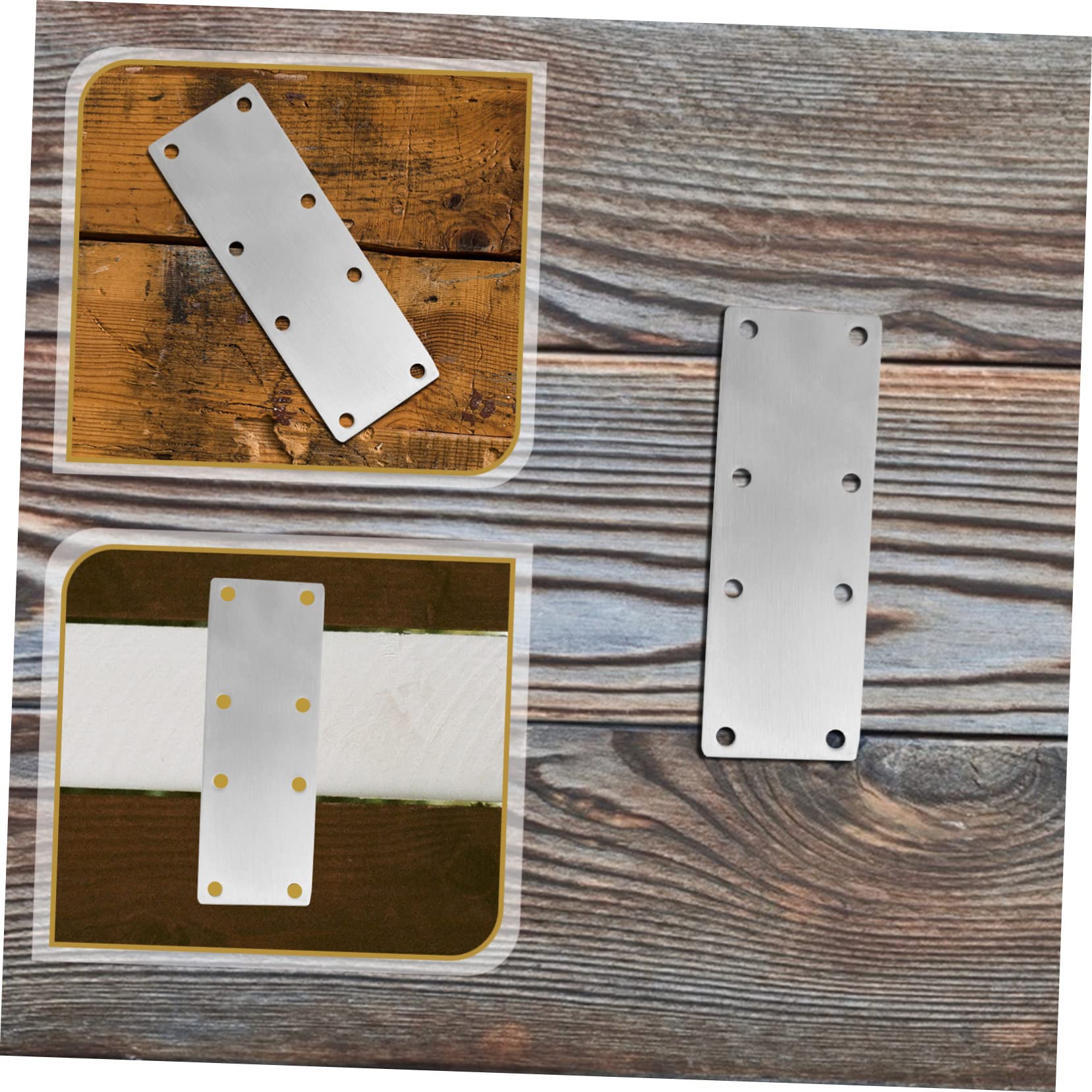 CIYODO Stainless Steel Mending Bracket Plates Flat Metal Connectors 4pcs Straight Brace for Furniture