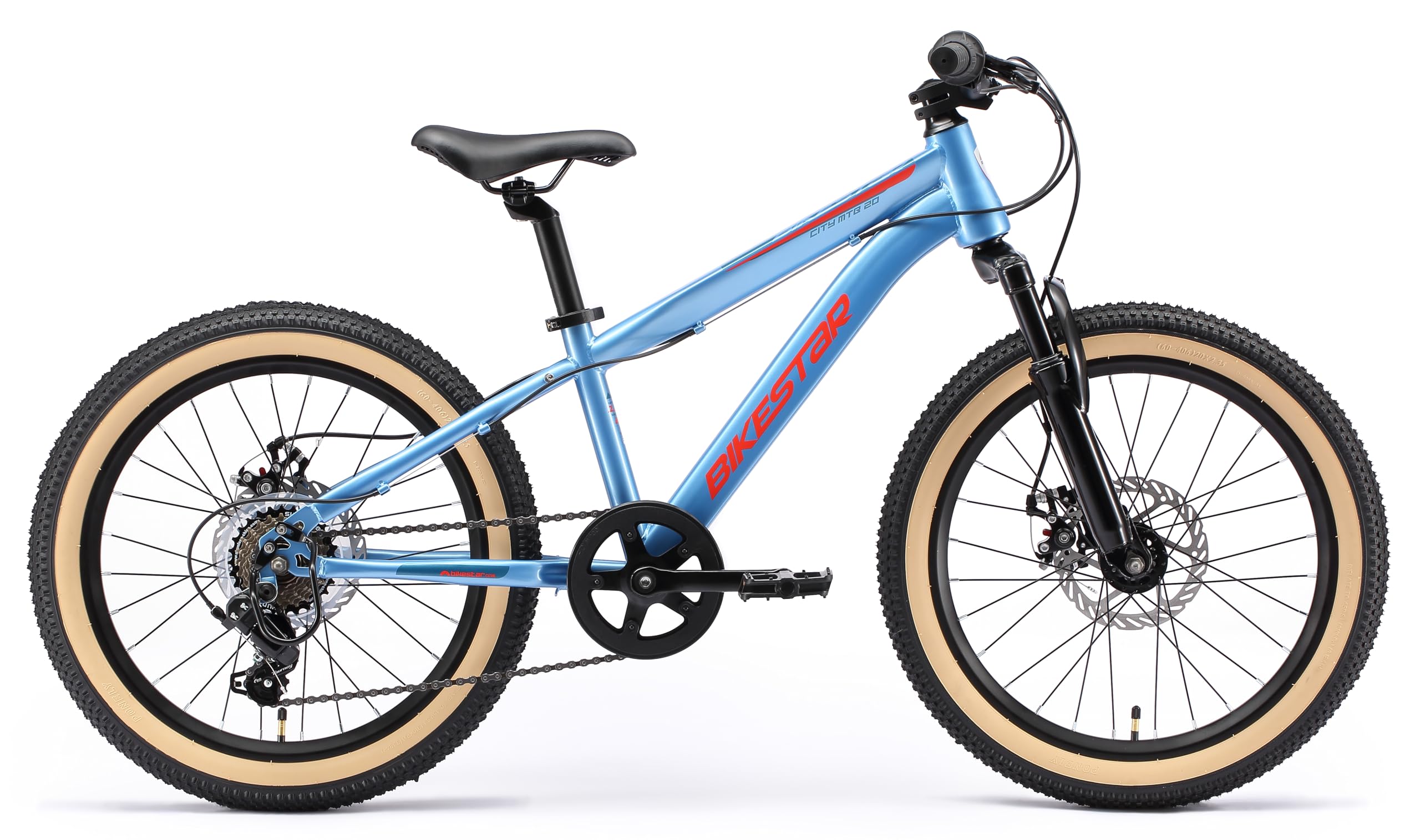 BIKESTAR MTB Mountain Bike 20" Alluminio per Bambini 6-9 Anni | Bicicletta Telaio Pollici 11 velocità Shimano, Hardtail, Freni a Disco, sospensioni