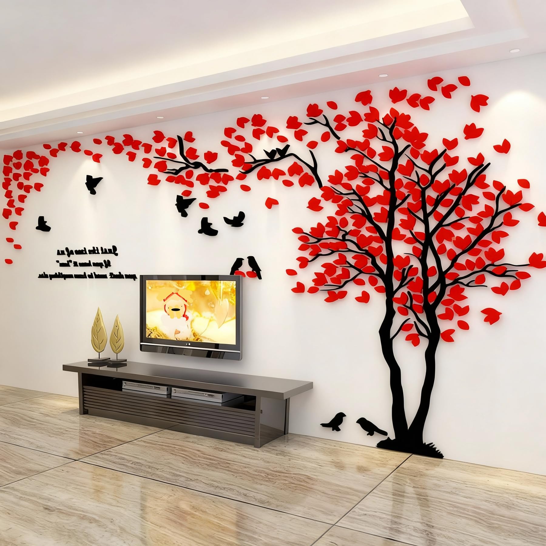 3D DIY Tree Wall Sticker Large Family Bird and Tree Wall Decal Art Mural Stickers Home Decor for Living Room Bedroom Home Decoration TV Backdrop Wall