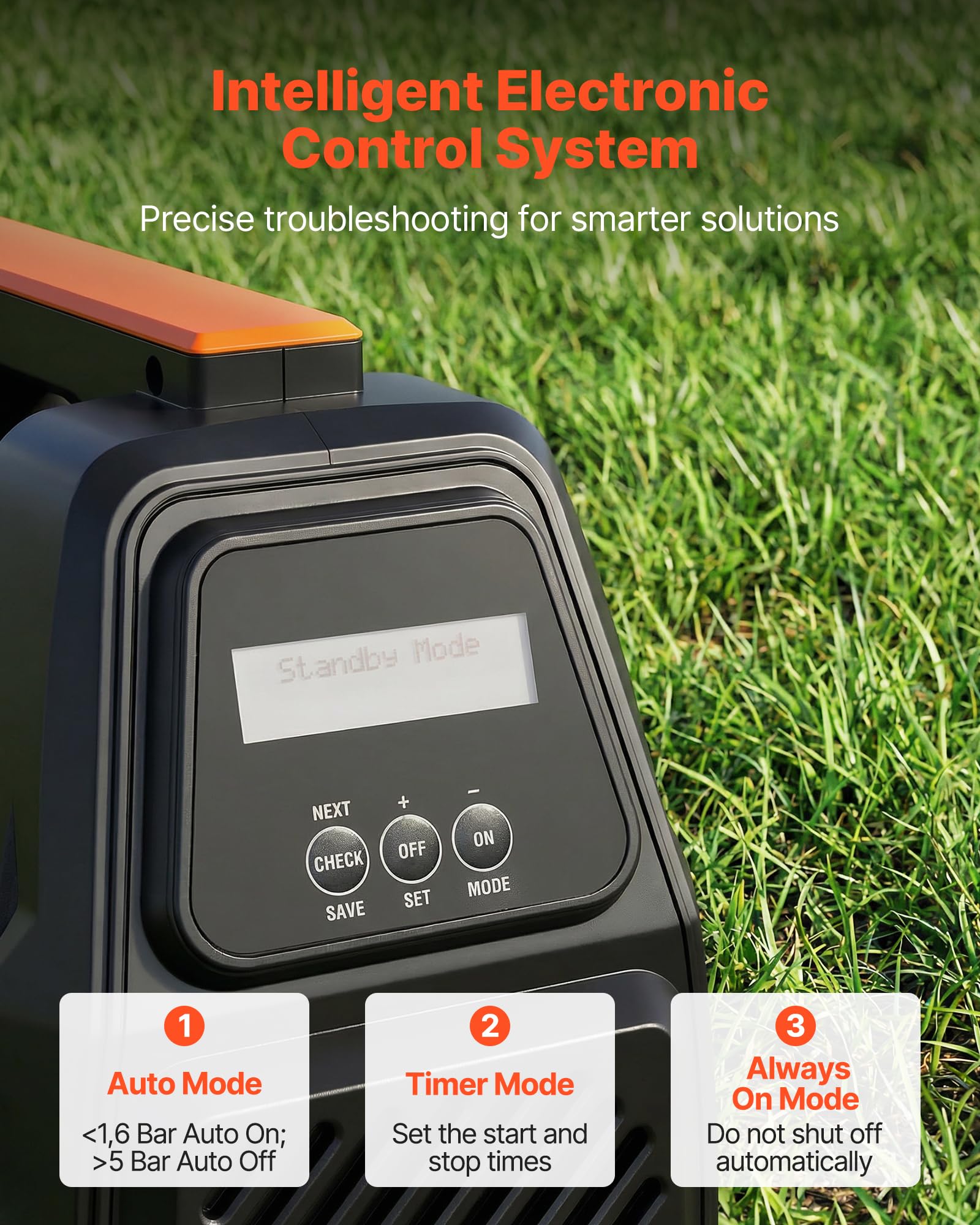 VEVOR Bomba de Chorro Electrónica de PP para Pozos Poco Profundos 1300 W 230 V, Caudal Máximo de 4800 L/h, Altura de Succión de 8 m, Control Electrónico Inteligente, para Riego de Jardines, Césped