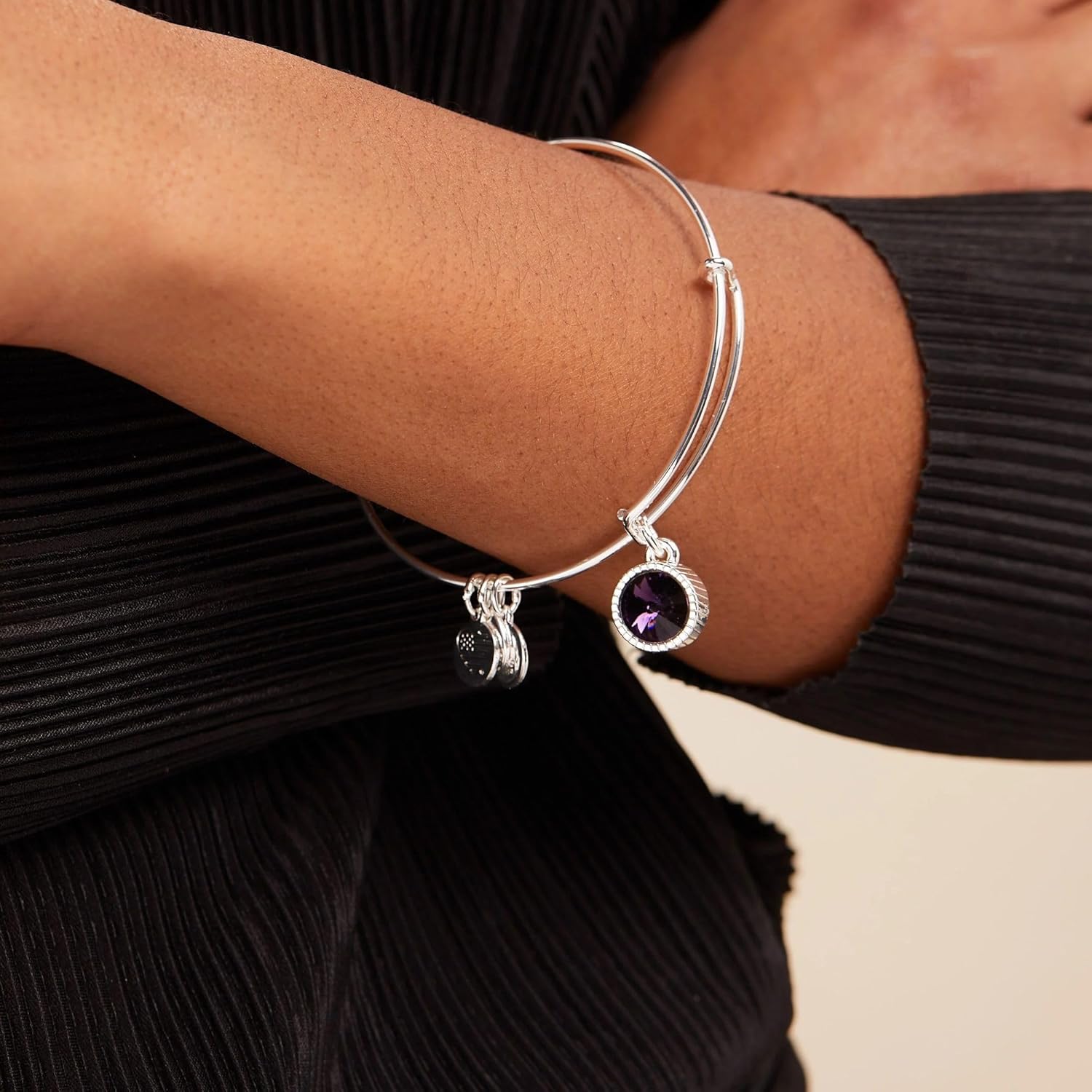 Alex and Ani Birthstones Expandable Bangle for Women, Birthday Crystal Charms, Shiny Finish, 2 to 3.5 in - Image 3