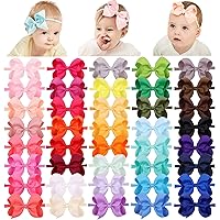 Vista 11 de jollybows 40 piezas Diademas con Lazos de Cinta Grosgrain para Bebés Niñas 4" Banda Elástica para el Cabello Accesorios para el Cabello para Bebés