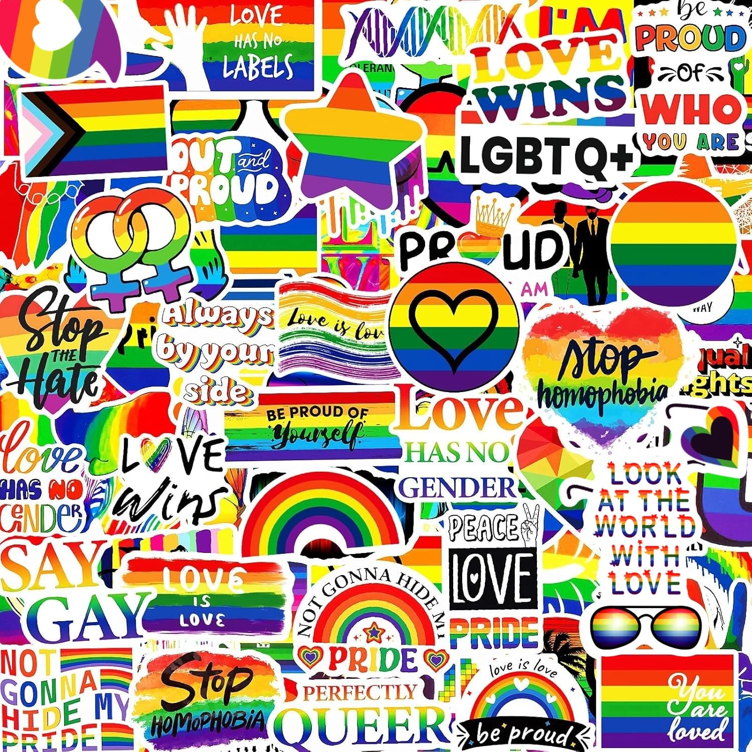 Calcomanías del orgullo gay LGBTQ impermeables para personalizar laptops y botellas, 200 piezas.