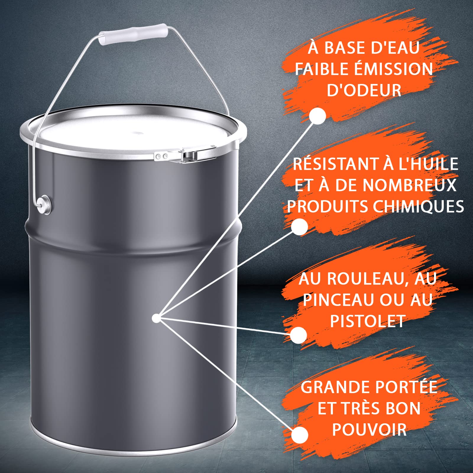BEKATEQ BE-713 Peinture pour carrelage 2,5 L Gris anthracite brillant satiné I Vernis pour carrelage intérieur & extérieur I Haut pouvoir couvrant & bonne adhérence I Pour cuisine, salle de bain, cave