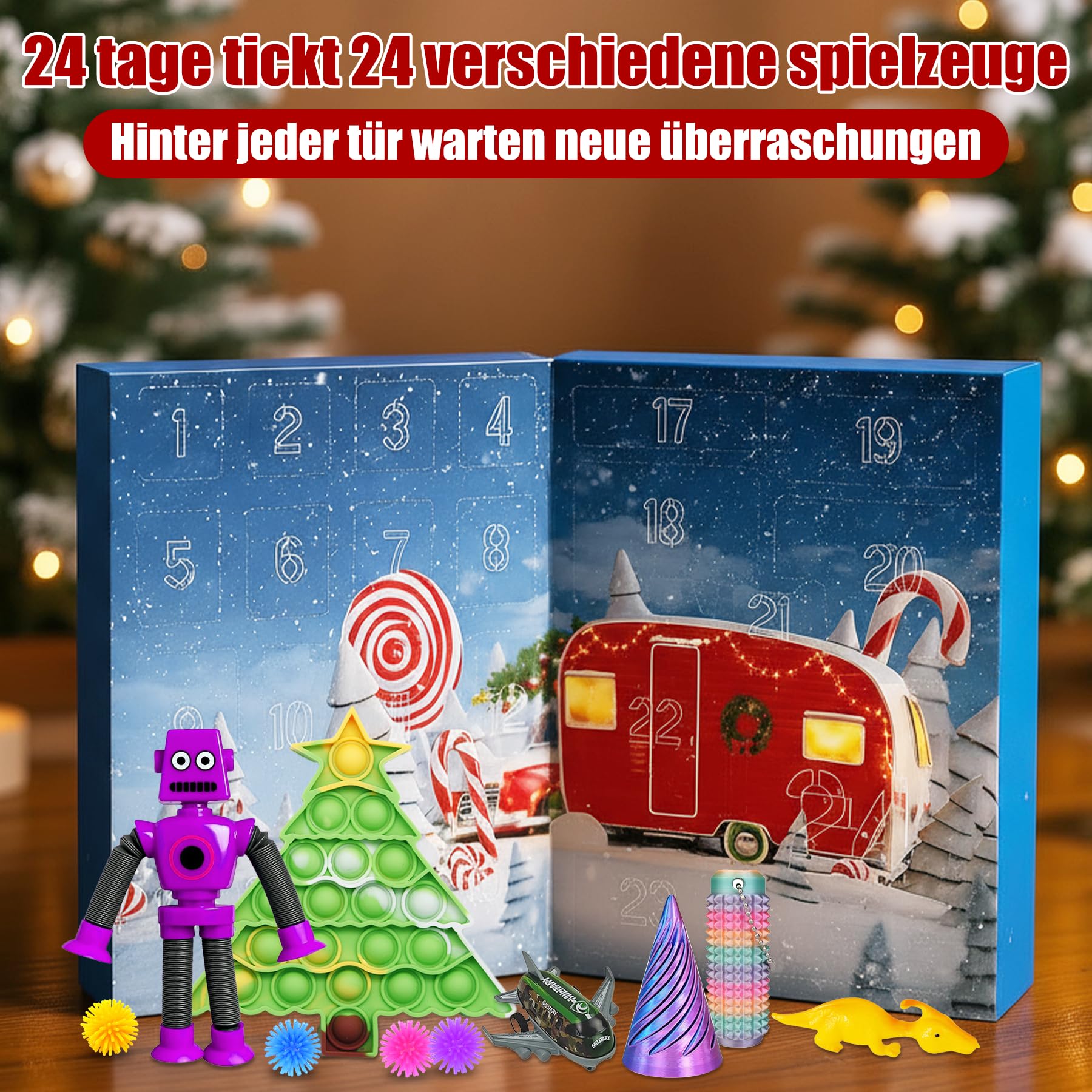 Fidget Adventskalender 2025,Adventskalender Fidget Toy,Spaß und aufregend Countdown Spielzeug,Countdown Stress Linderung und Unterhaltung Sensory Fidget Toys Set Geschenke Calendar