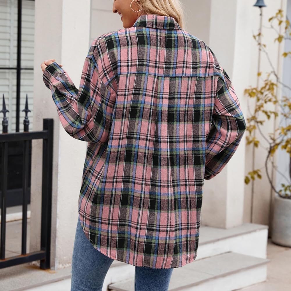 Plaid Button Down Shirts For Women Women's Flannel Plaid Shirts