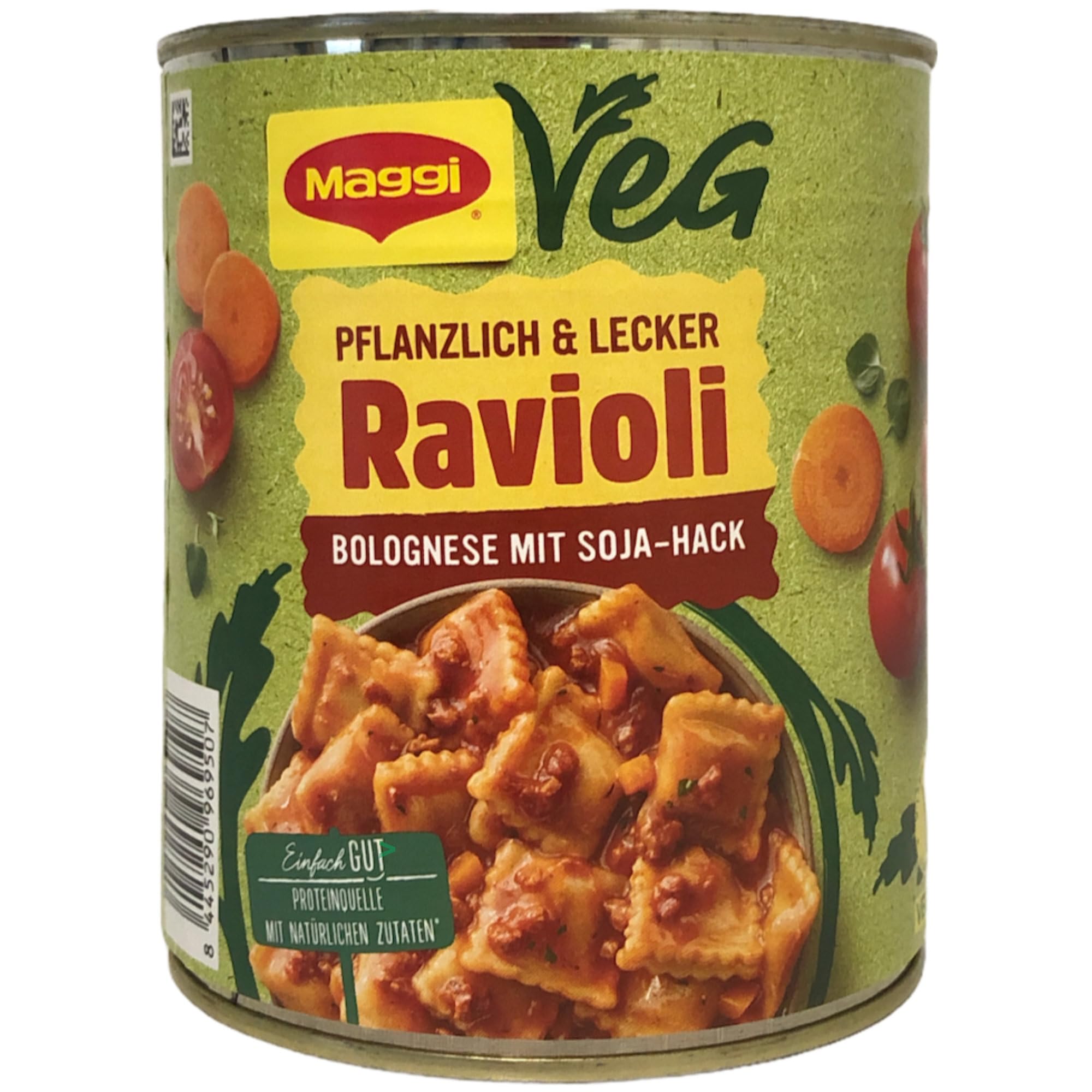 usy Bundle für Maggi Ravioli Bolognese mit Soja-Hack vegan 6er Pack (6x800g Dose) + usy Block
