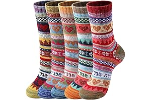 Trillium Hills Womens Wool Socks - 5 Pairs Vintage Crew Warm Cozy Wool Socks