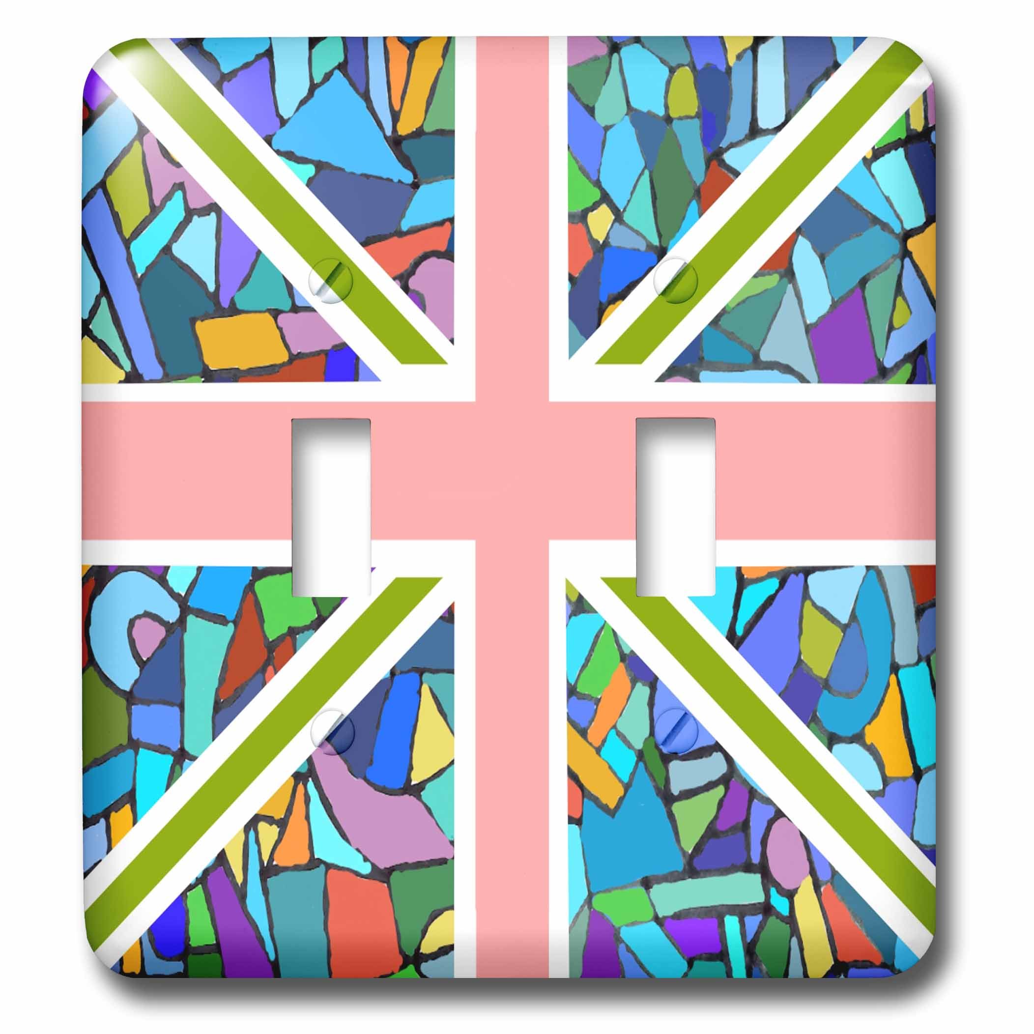 Interrupteur à bascule double drapeau anglais motif britannique bleu 3dRose lsp_58320_2