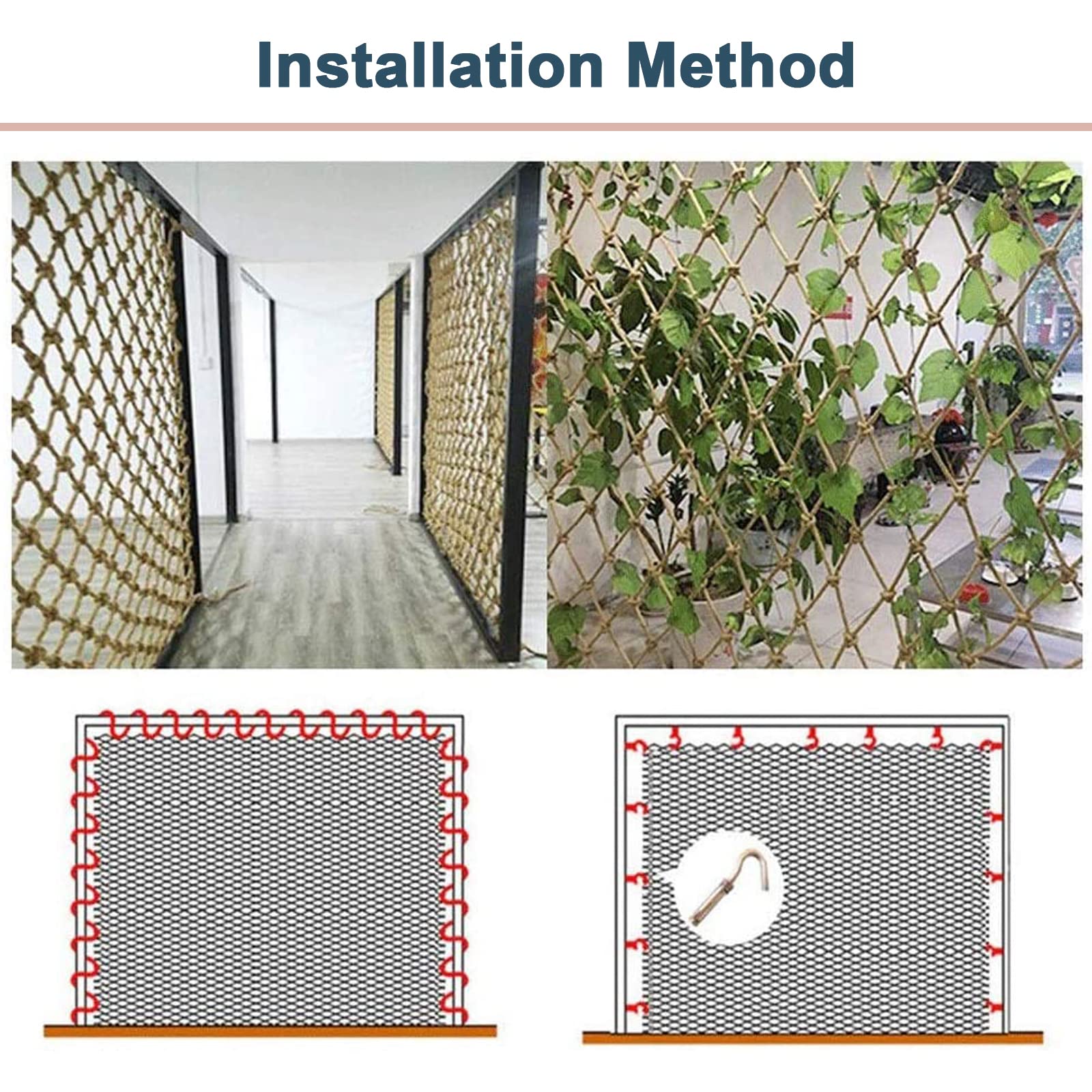 HUANPIN Filet D’escalade Et De Sécurité – Diamètre 12 Mm, Maille 15 Cm – Corde En Polyamide – Pour Balcon, Jardin, Escaliers, Aire De Jeux – Protection Enfants Et Animaux – Anti-UV Et Résistant