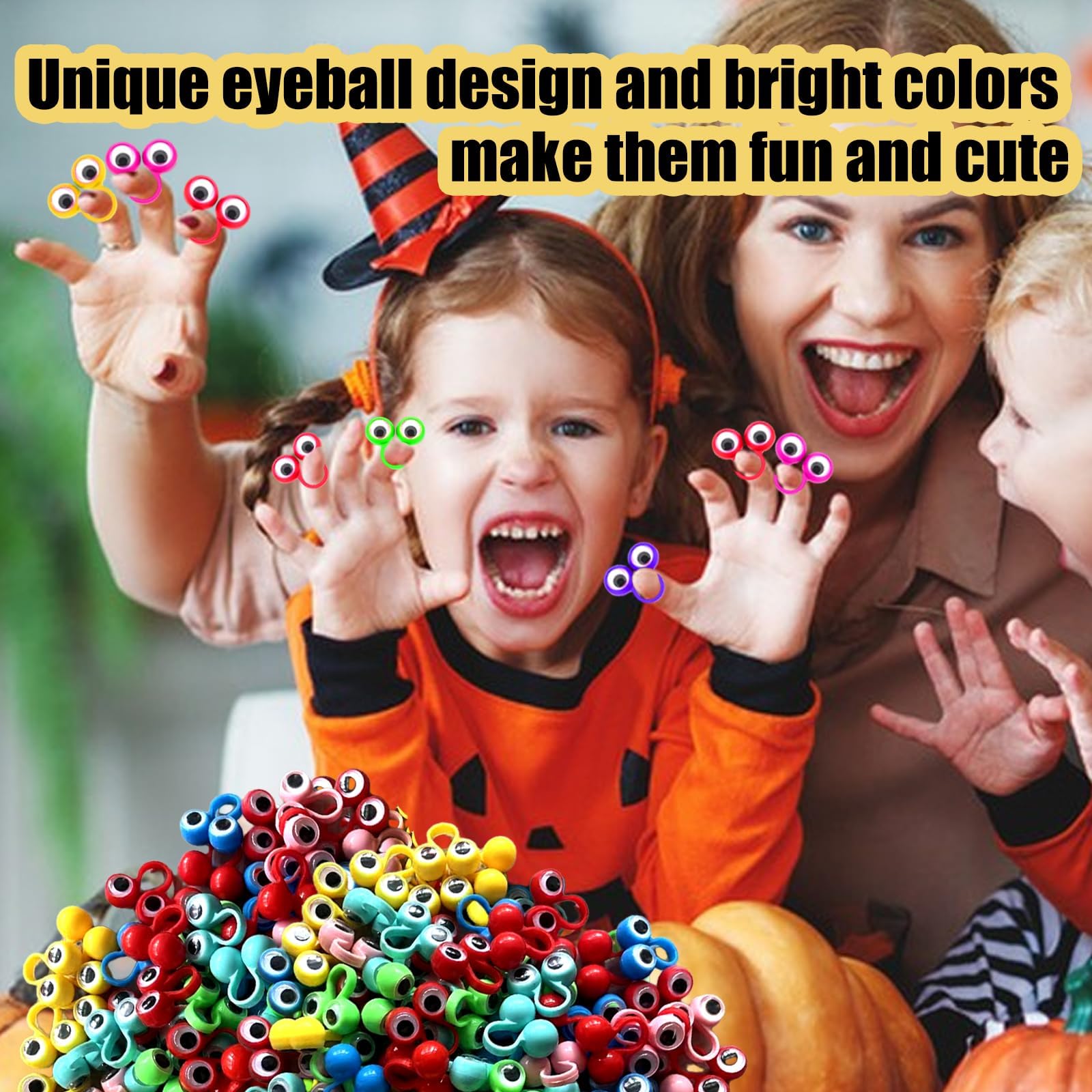 Felly 100 PCS Eye Finger Puppets Toys Set for Toddlers Funny Googly Eye Rings Educational Kids Toys, Role-Playing - Image 4