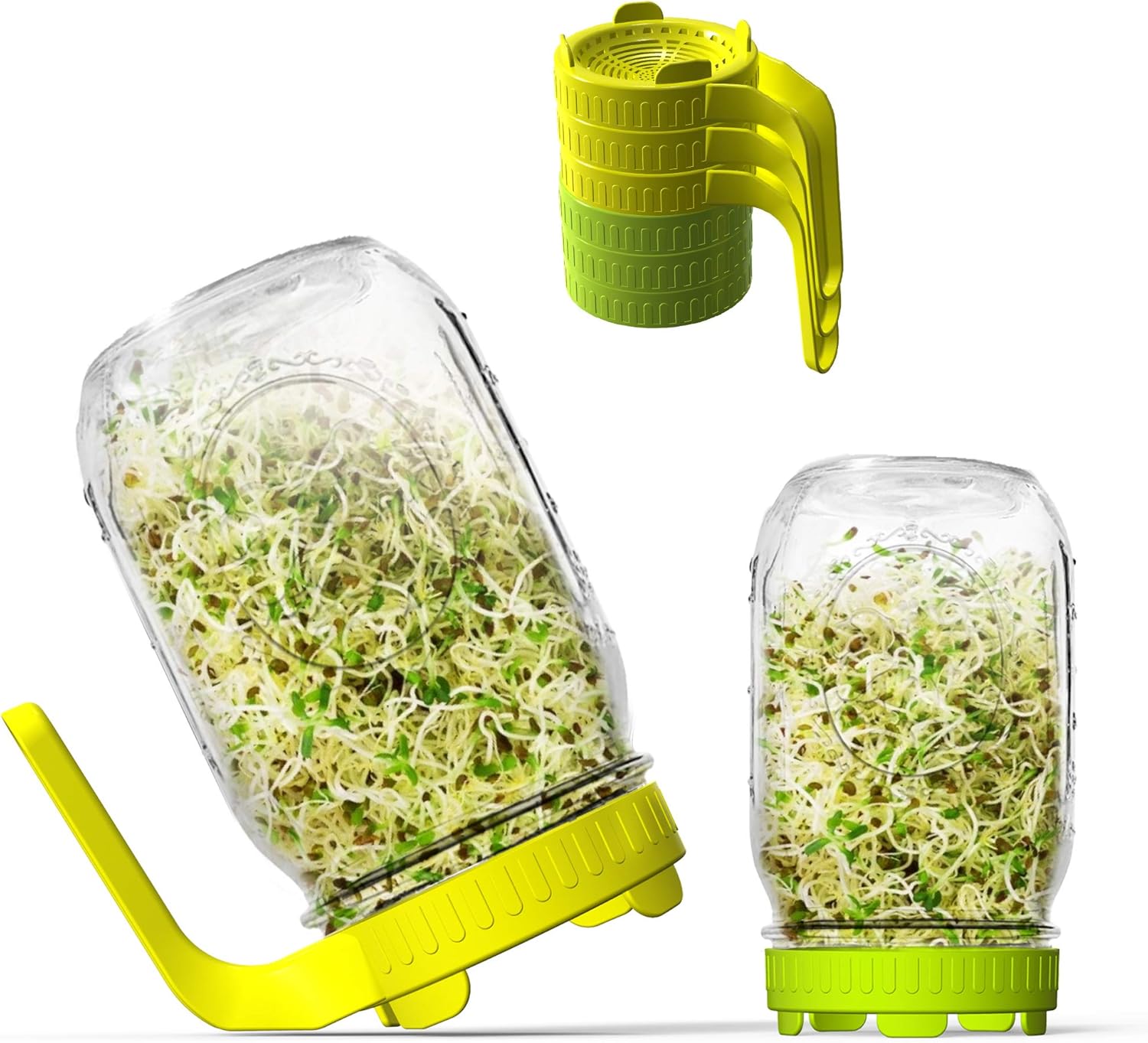 Sprouting Lids, Plastic Sprout Lid for Wide Mouth Mason Jars, Easy
