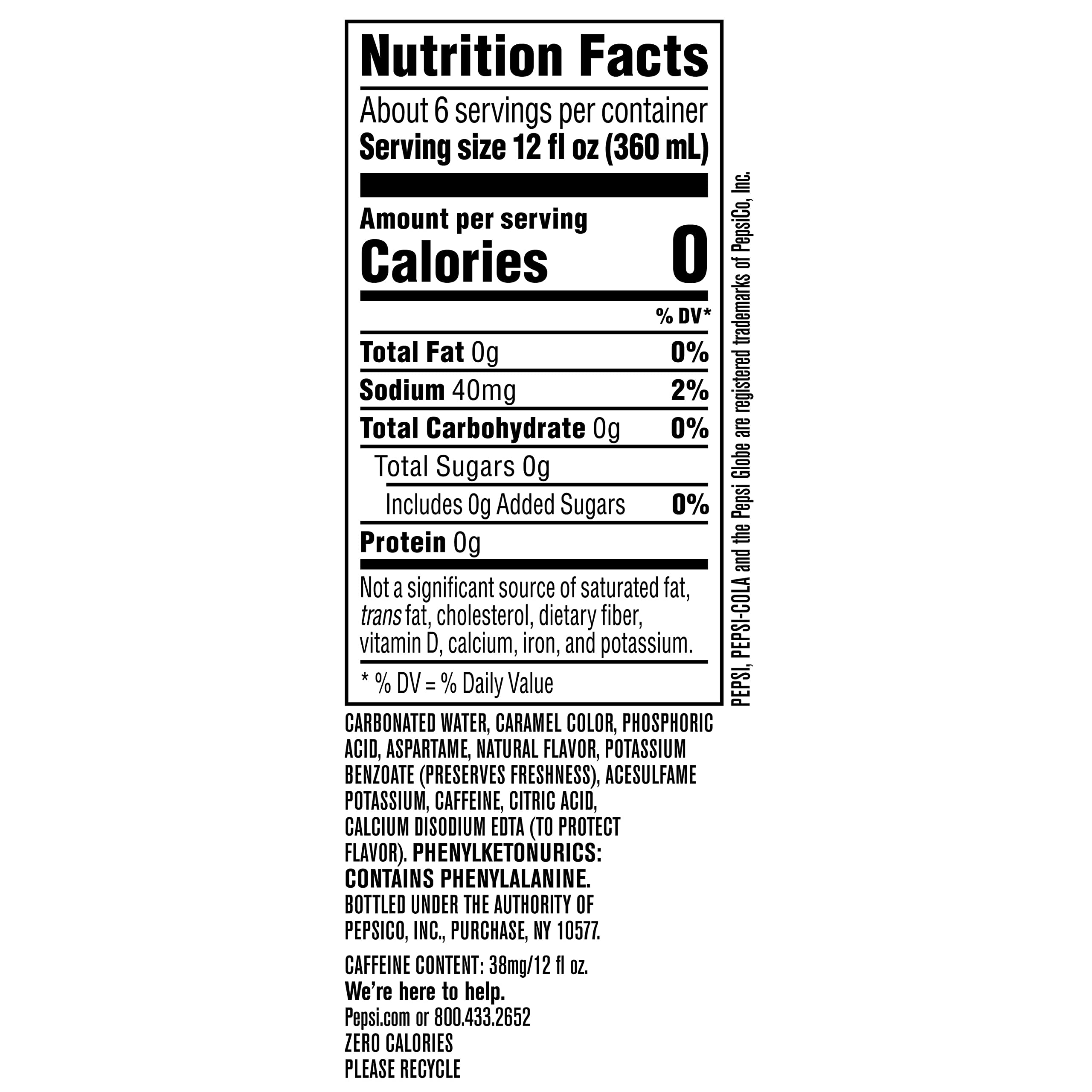 Pepsi Zero Sugar, 67.6 Fl Oz Bottle