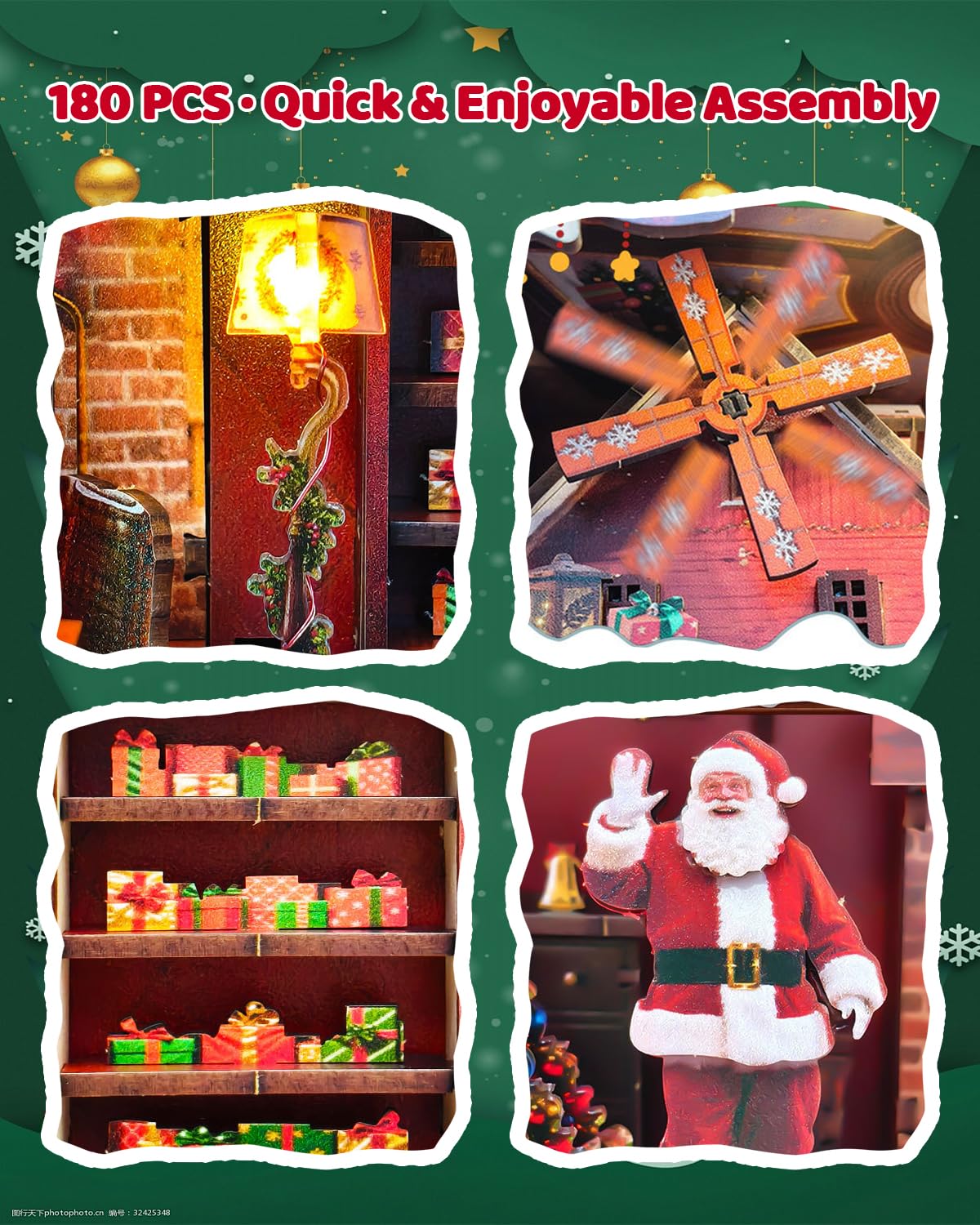 OZJAY Kit natalizio in miniatura, puzzle in legno 3D per adulti