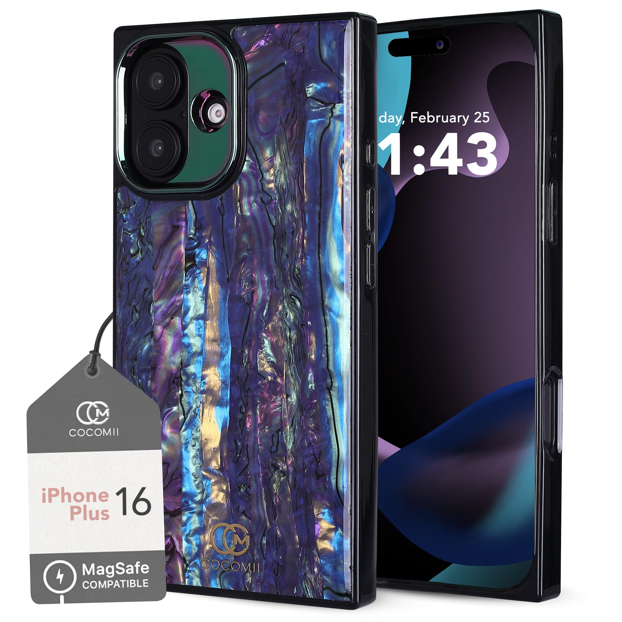 Cocomii Rectangle Case for iPhone 16 Plus, Compatible with MagSafe, Milky Way Abalone Shell