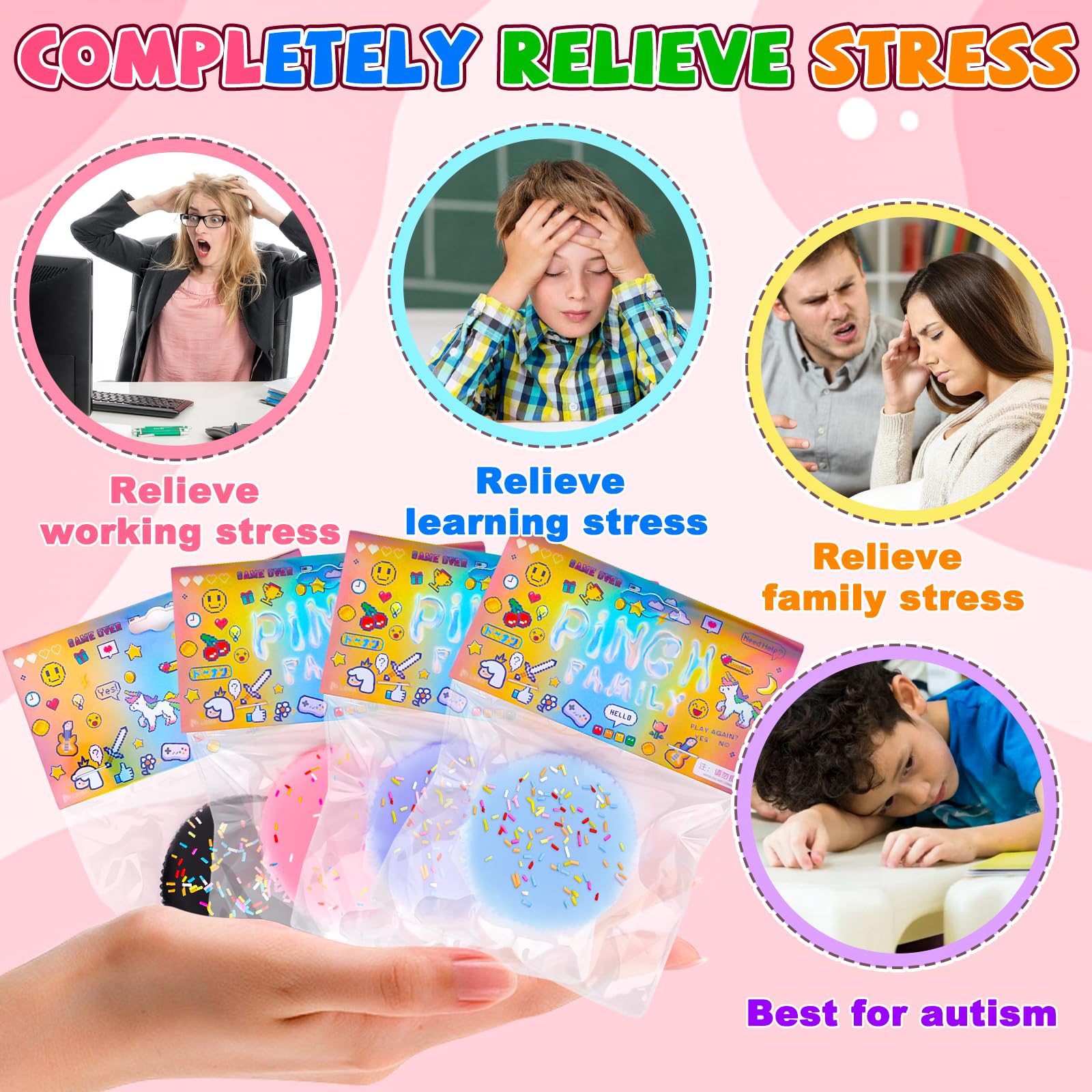 Juguetes Anti Estrés De Galleta – 4 Piezas De TPR Suave – Relajación Y Concentración Para Niños Y Adultos