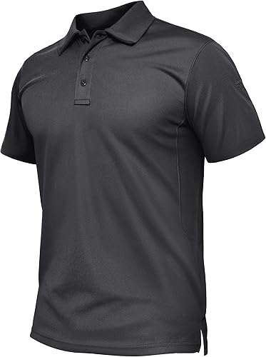 TACVASEN Camisa Polo para Hombre de Manga Corta Táctica de Rendimiento con Cuello de Trabajo para Golf, Polos de Pique de Ajuste Seco para el Verano