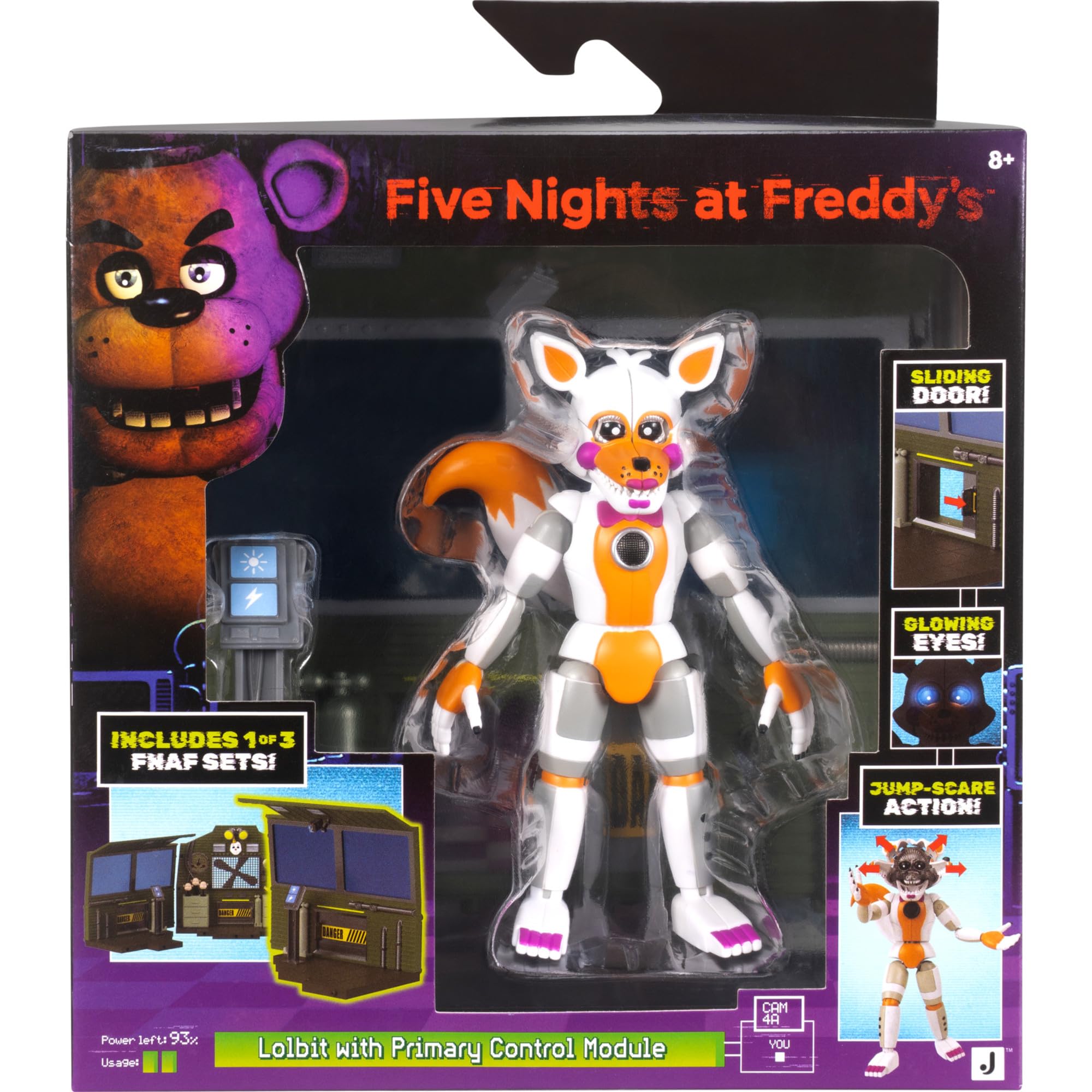 Jazwares Five Nights at Freddy’s Lolbit Office Set - 5-Inch Articulated Figure with Jumpscare Feature, Glow-in-The-Dark Eyes, and Diorama