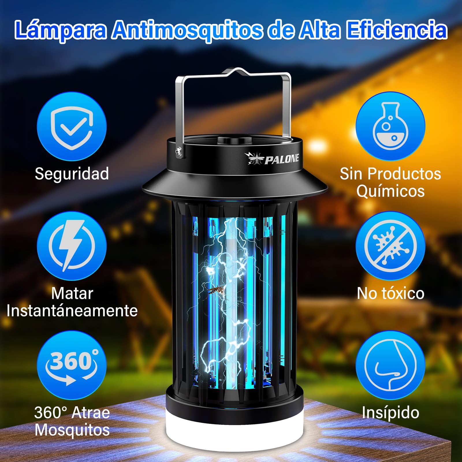 PALONE Lampara Antimosquitos IluminacióN Recargable Atrapa Moscas Atrapa Mosquitos USB LED Potente, Adecuado para Dormitorio, JardíN, Camping, Interior y Exterior