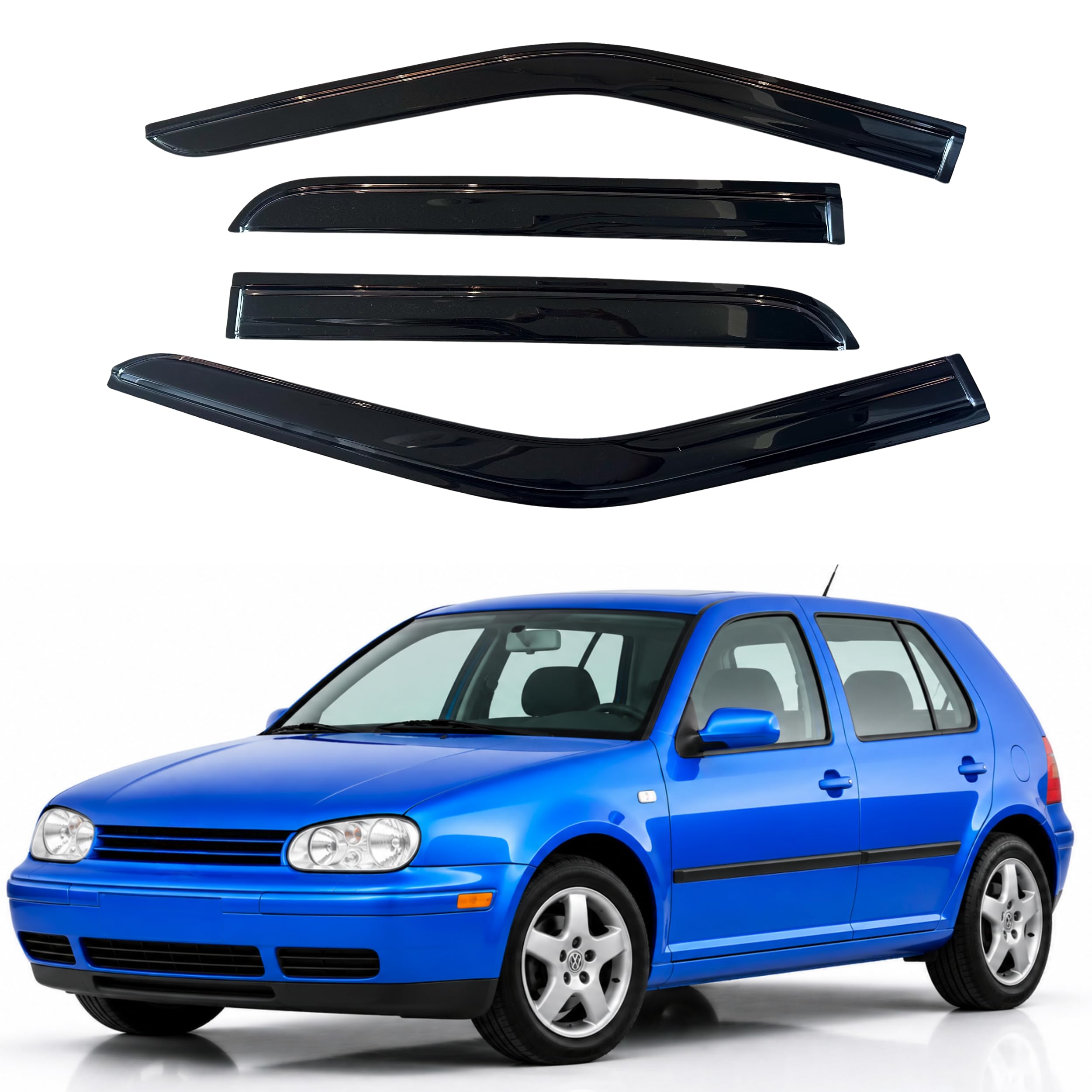 IG Window Visors Fit for 2004-2009 Volkswagen Golf, Out-Channel Rain Guards Vent Wind Deflectors 4PC, Car Accessories for 04-09 VW Golf (5-Door Only)