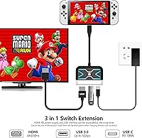 Vista 2 de Switch Dock para Nintendo Switch OLED, adaptador de TV de interruptor 3 en 1 con HDMI 4K, puerto USB 3.0, carga tipo C de 100 W, estación