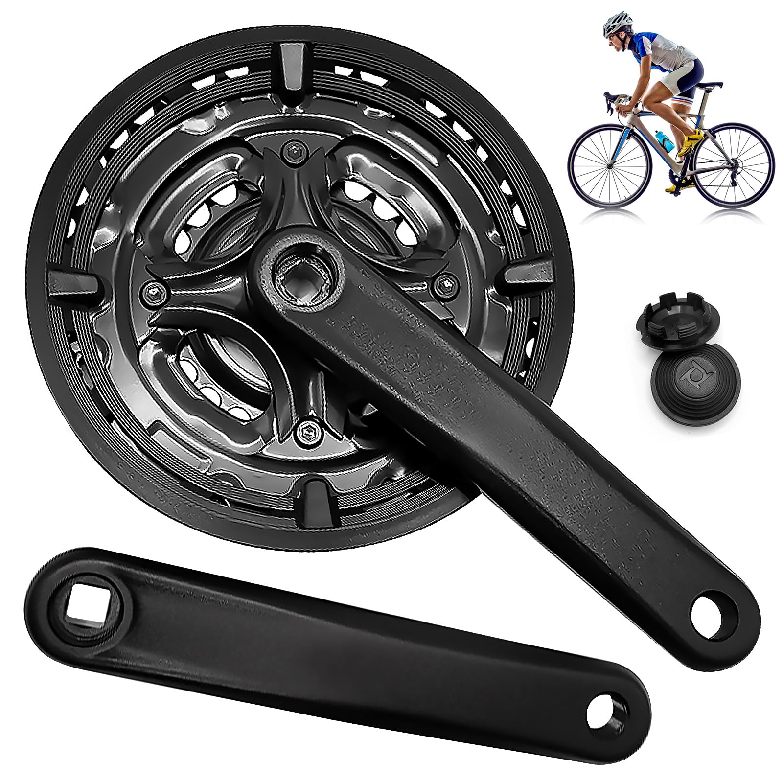 PORFOYO Guarnitura per Mountain Bike da 170 mm, 6/7/8-Fach Guarnitura per Bicicletta, Pedivella Bici, Guarnitura Corona Bicicletta con 24/34/42T, Lega di Alluminio, per MTB Mountain Bike