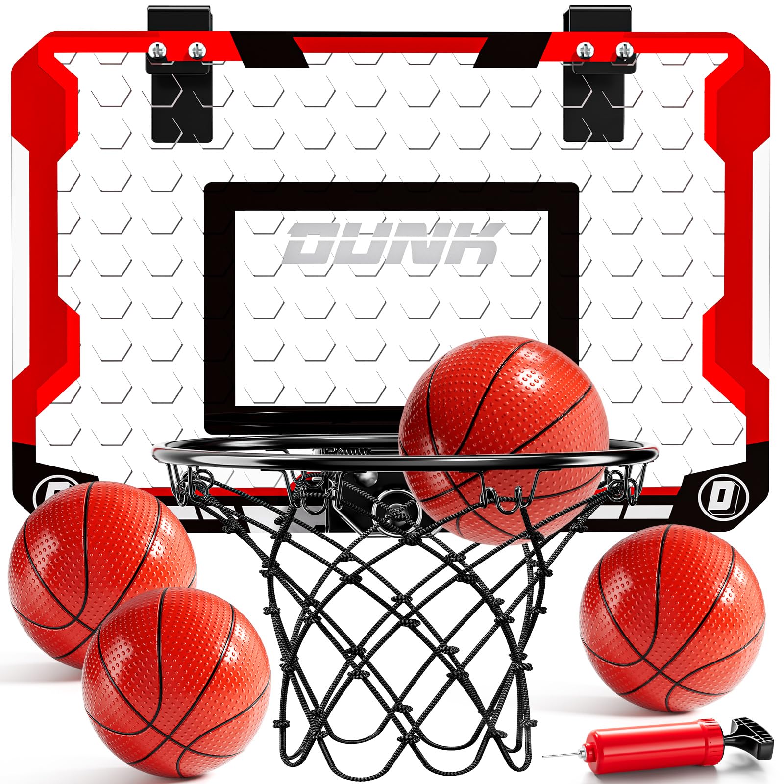 XINNOVEL Basketball Hoop Indoor for Kids, Over The Door Basketball Hoops with Scoreboard & 4 Balls, Basketball Toys Gifts for 5 6 7 8 9 10 11 12 Year Old Boys Girls