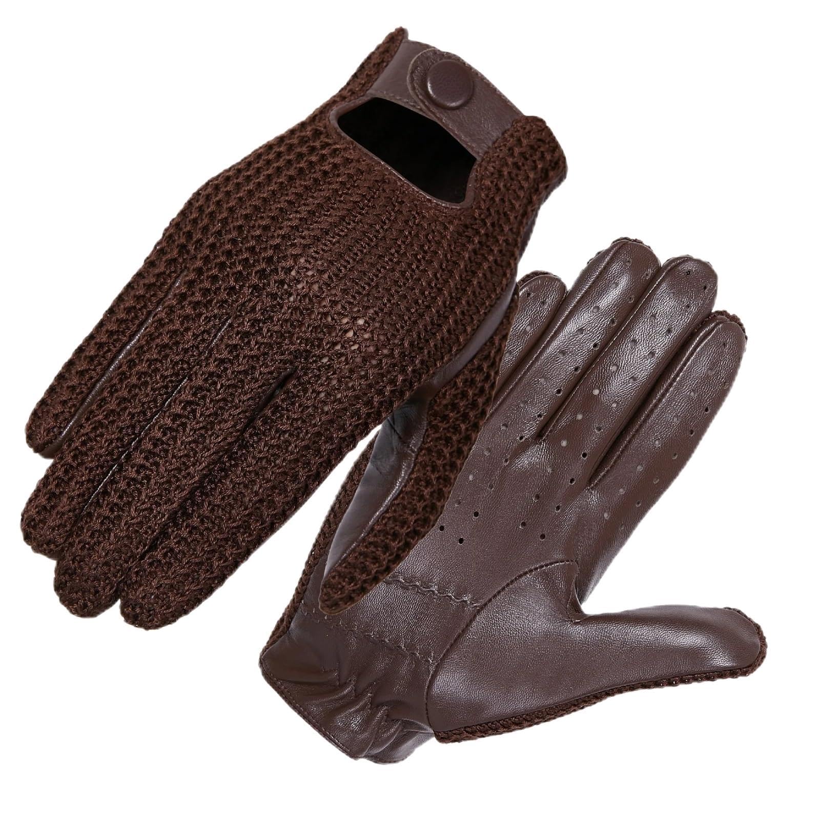 Guantes de Piel de Hombre, Guantes de conducción for Hombre Tejidos sin Forro Pantalla táctil Tallas Cortas M,L