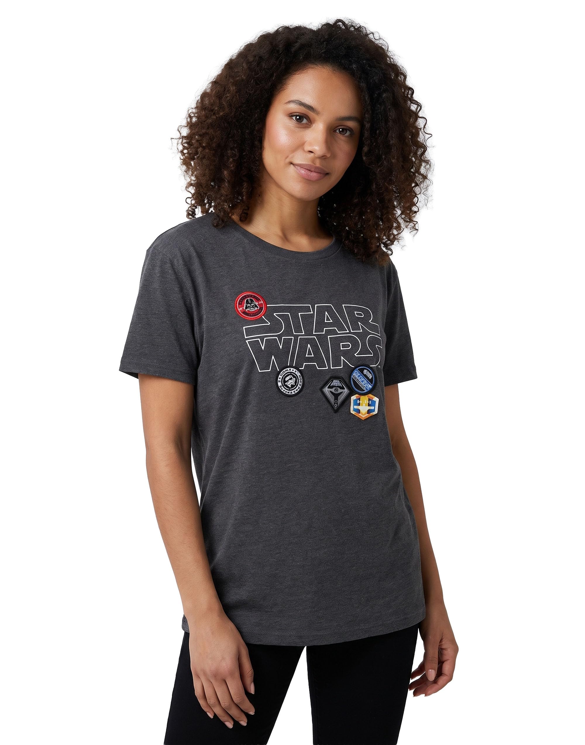 B&Q -  Star Wars Womens Grey Badges Short Sleeved T-Shirt (X-Large)