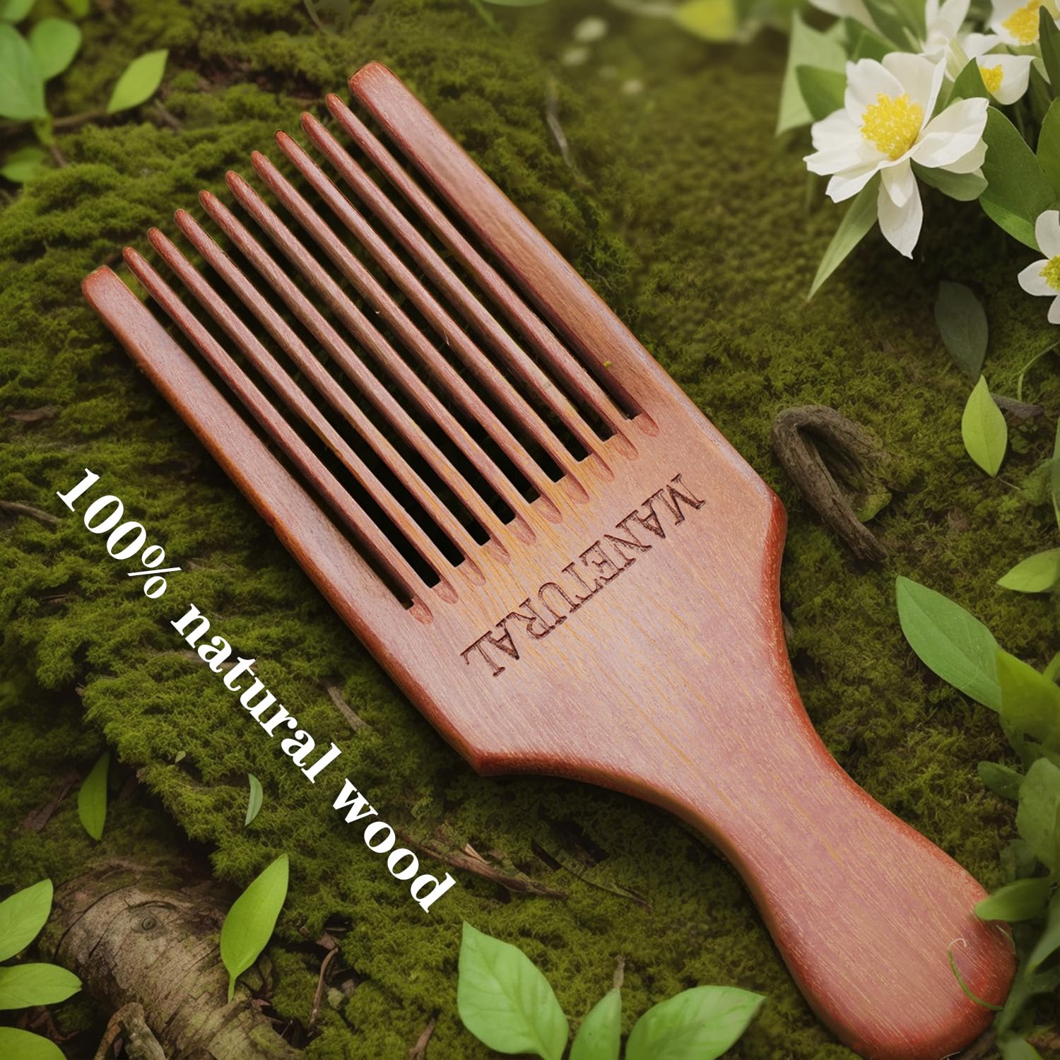Kostka do brody dla mężczyzn, 18 cm, ręcznie robiony grzebień do włosów afro, drewniane narzędzie do pielęgnacji dla mężczyzn, kobiet z falowanymi, kręconymi włosami, antystatyczna precyzja