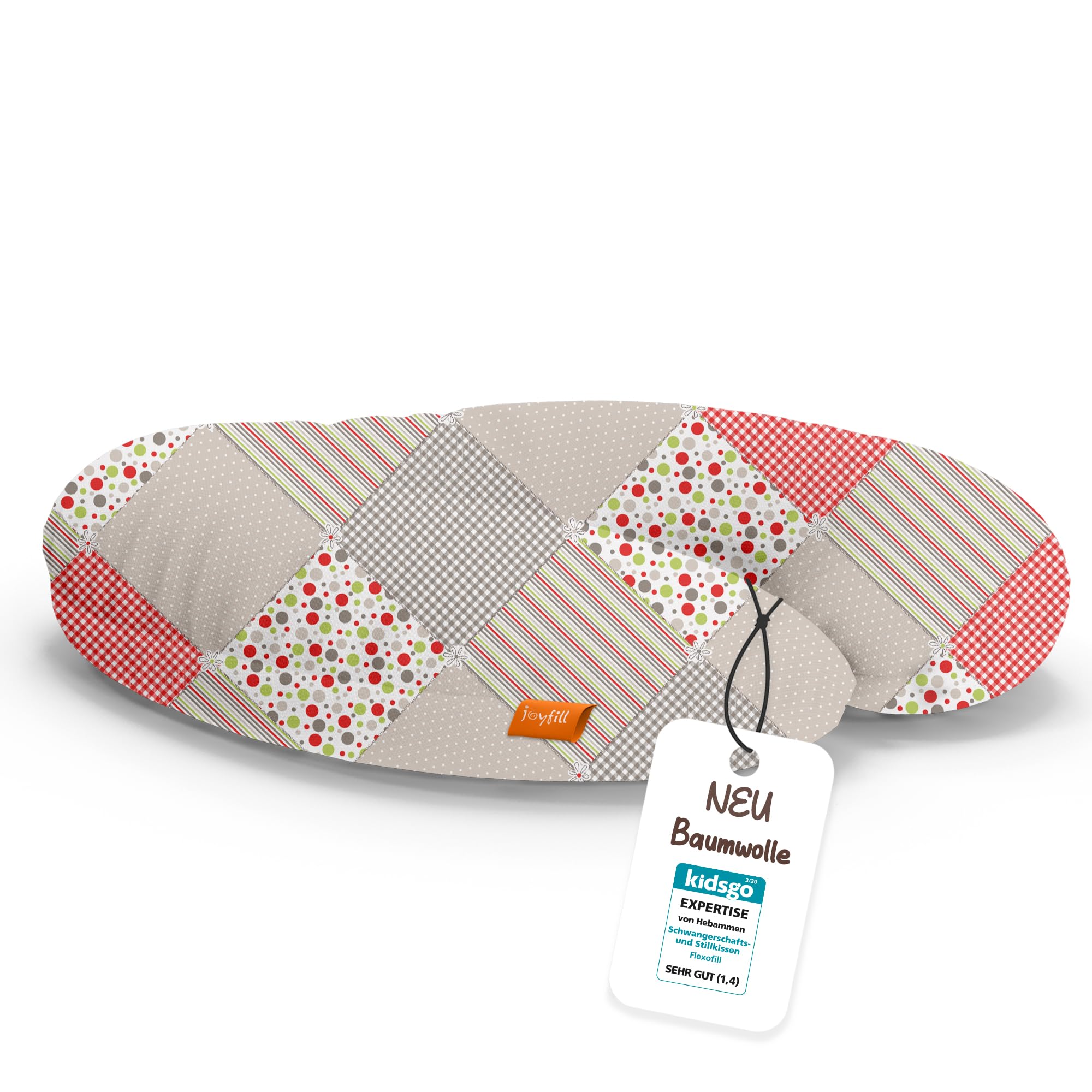 joyfill® Stillkissen Mikroperlen 190cm I Schwangerschaftskissen - Made in Germany I Ideal zum Schlafen & Stillen Dank Flüsterleiser & Bequemer Füllung (Patch, Stillkissen 170)