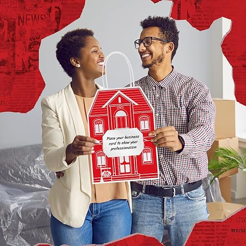 Miniatura 9 de Colarr 50 unidades de suministros para agentes inmobiliarios en forma de casa, bolsa de regalo de 5.25 x 3.25 x 8.25 pulgadas, bolsa de bienes