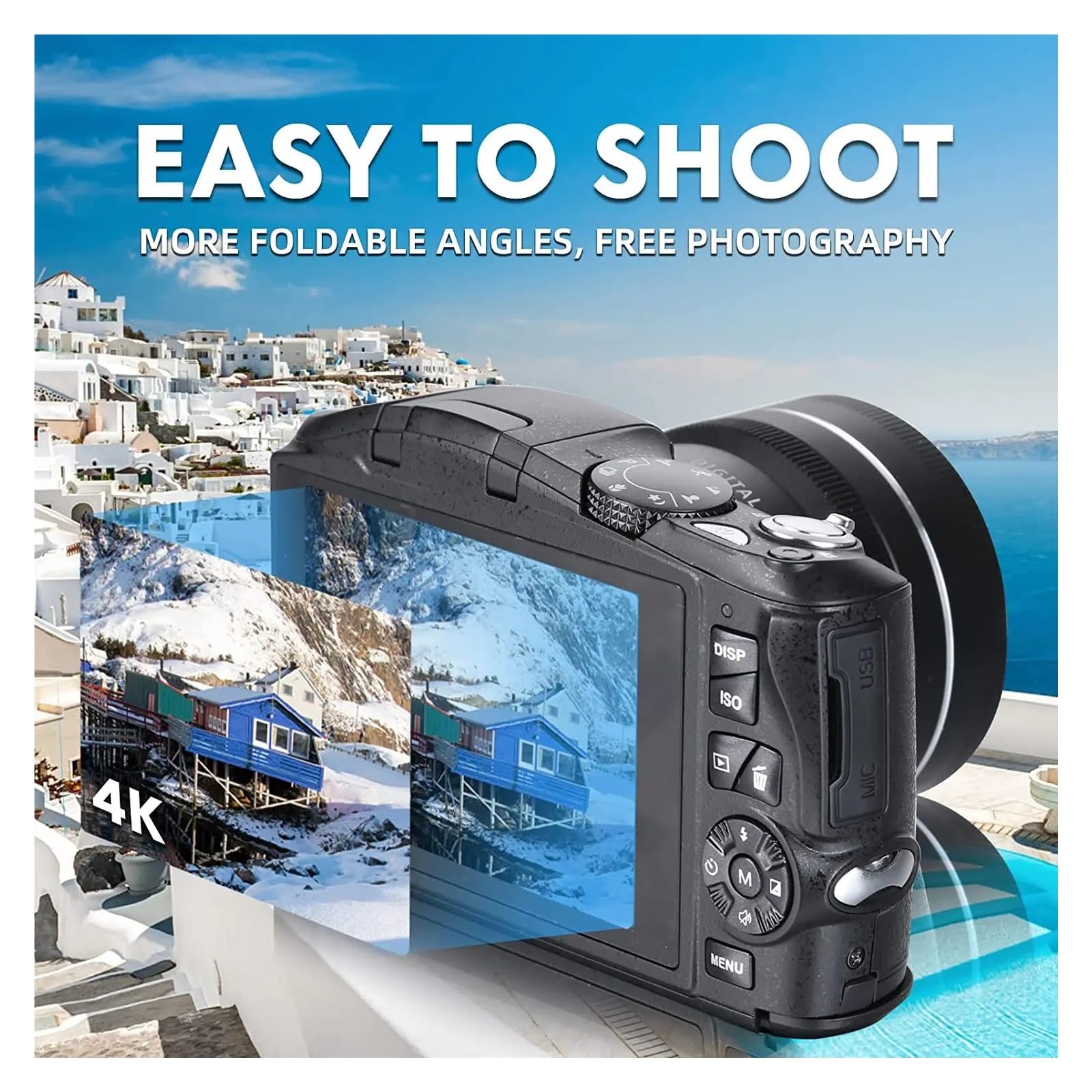 Fotocamera Digitale For Fotografia E Video For Vlogging 4K 48MP Zoom 16X Obiettivo Macro Grandangolare Da 52 Mm Messa A Fuoco Accurata